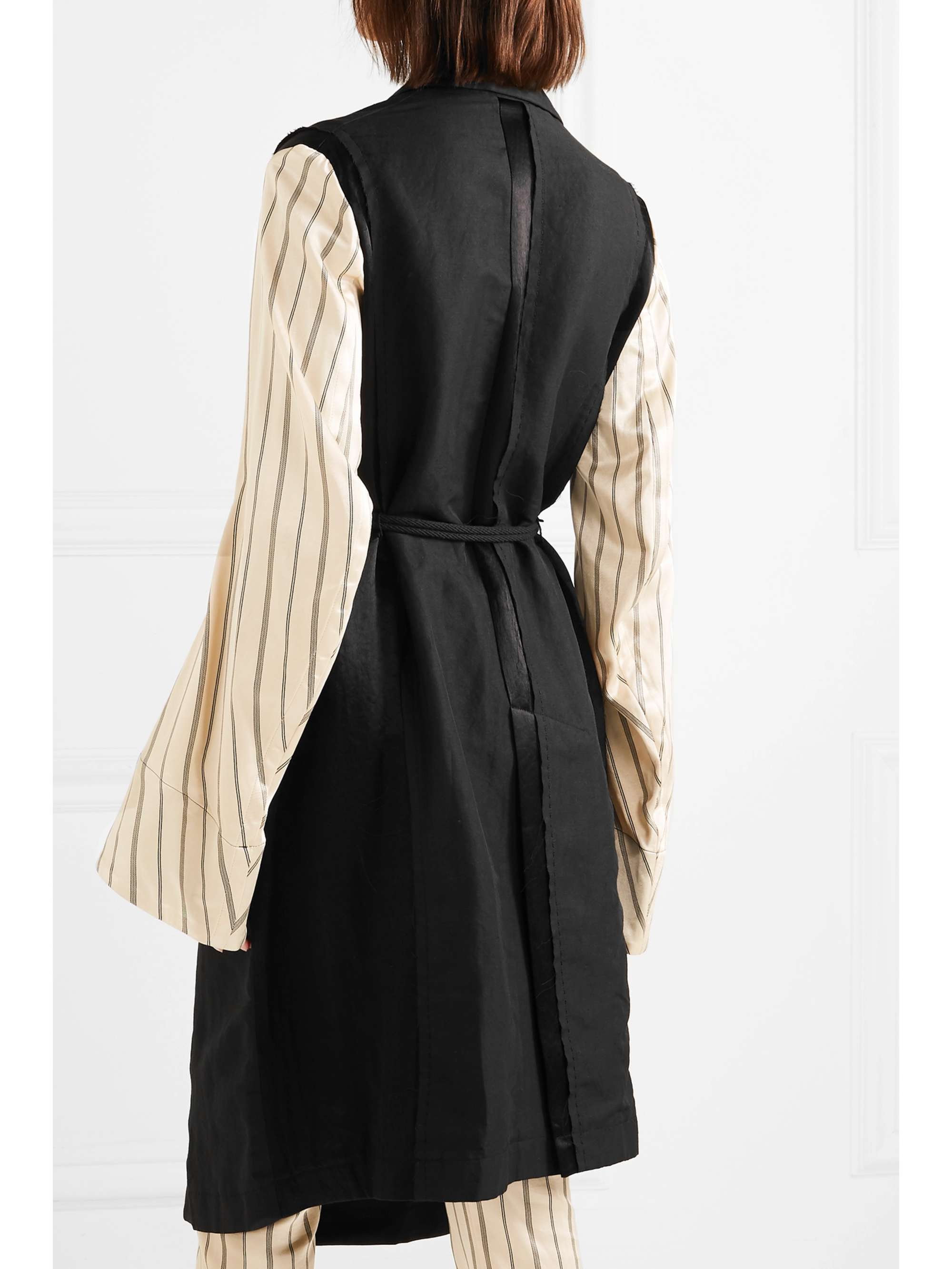ANN DEMEULEMEESTER Satin-paneled linen-blend twill coat