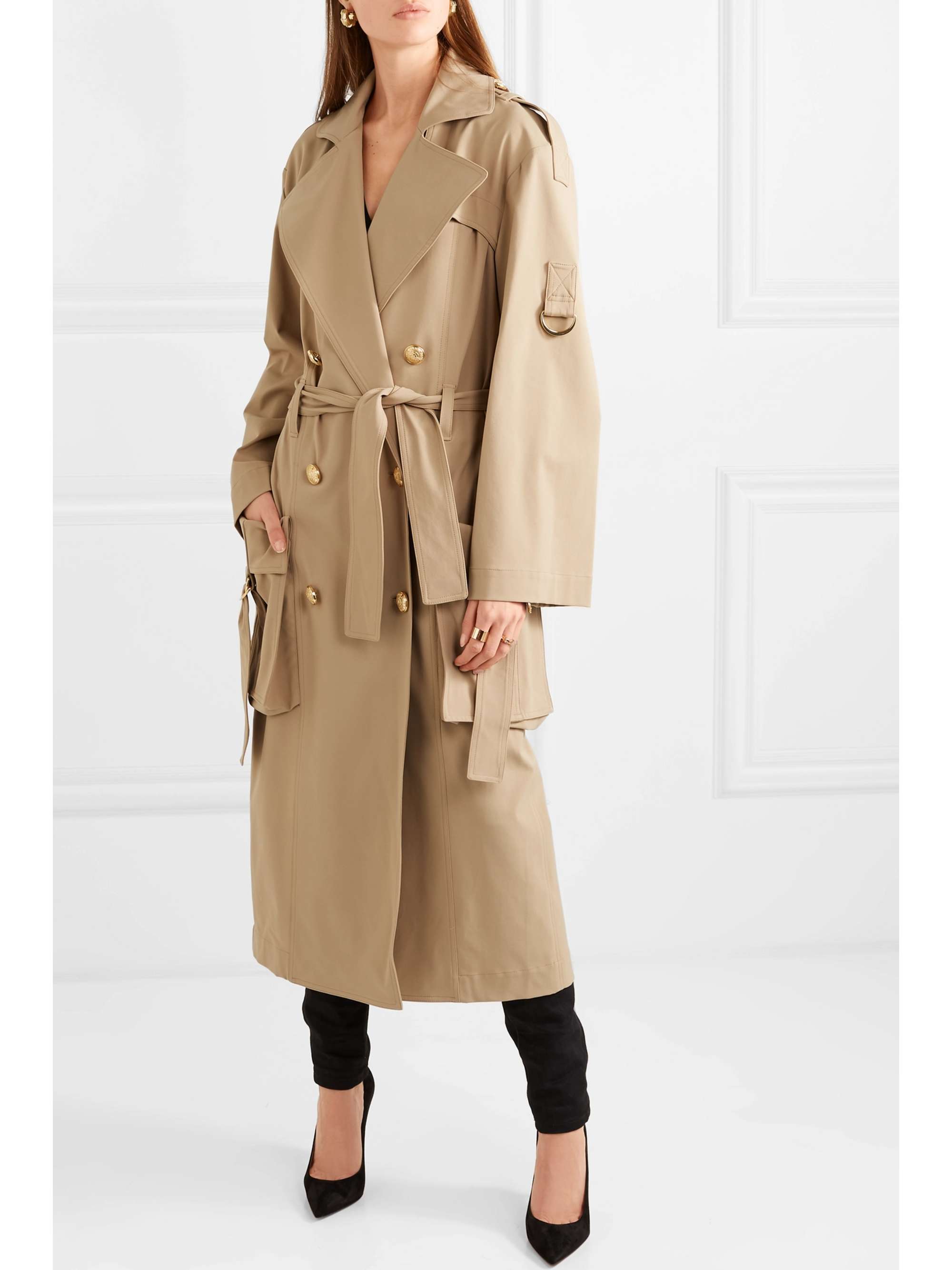 BALMAIN Double-breasted gabardine trench coat