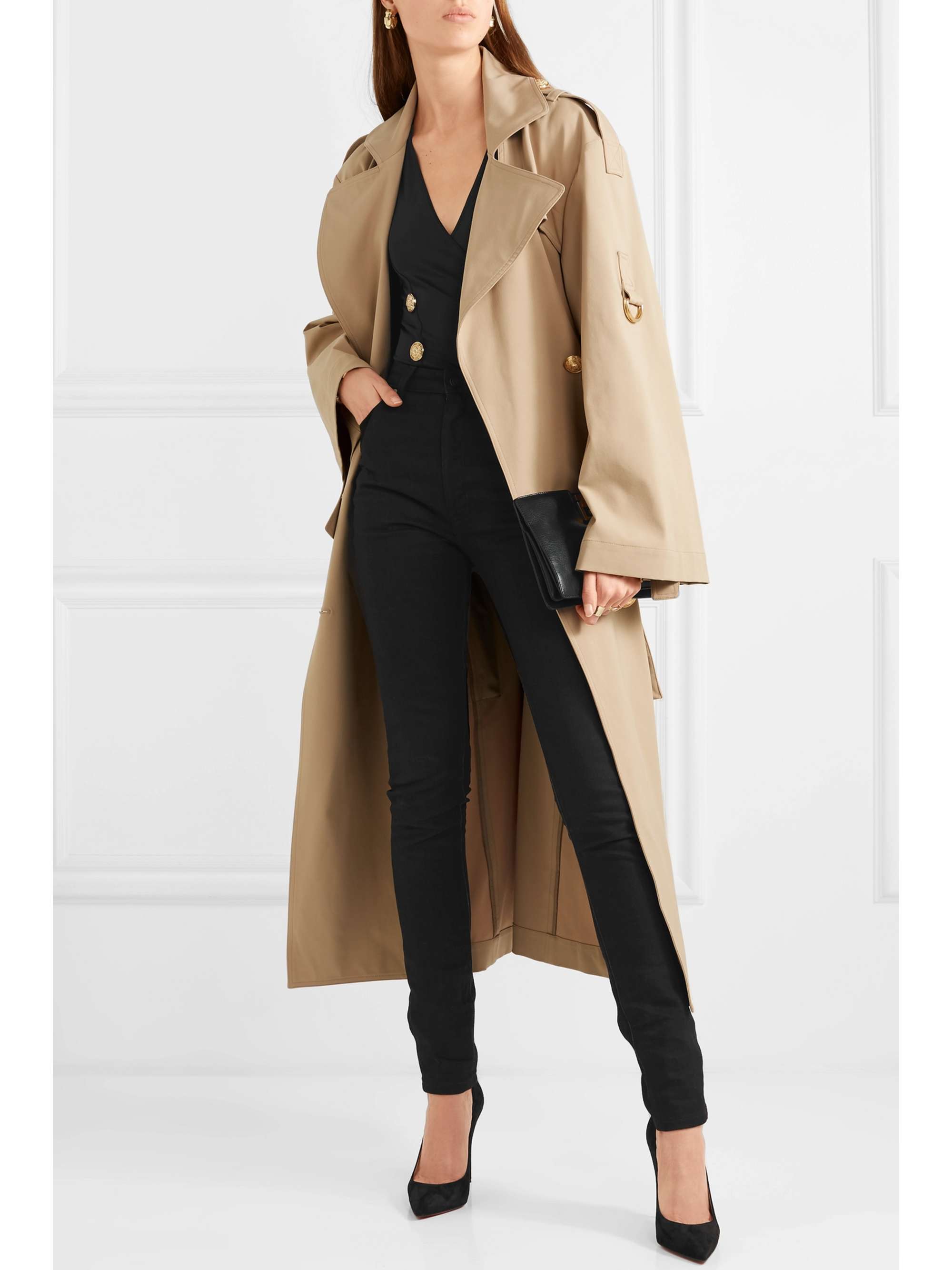 BALMAIN Double-breasted gabardine trench coat