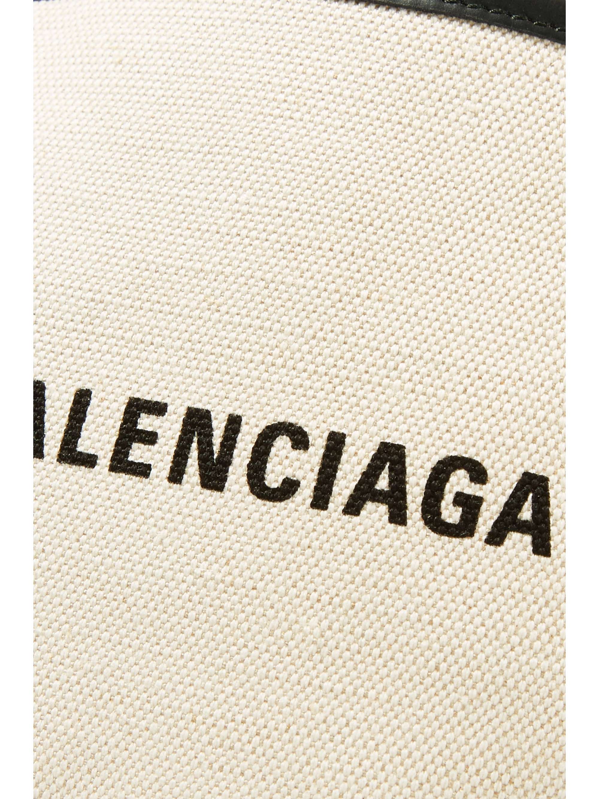 BALENCIAGA Leather-trimmed logo-print canvas tote