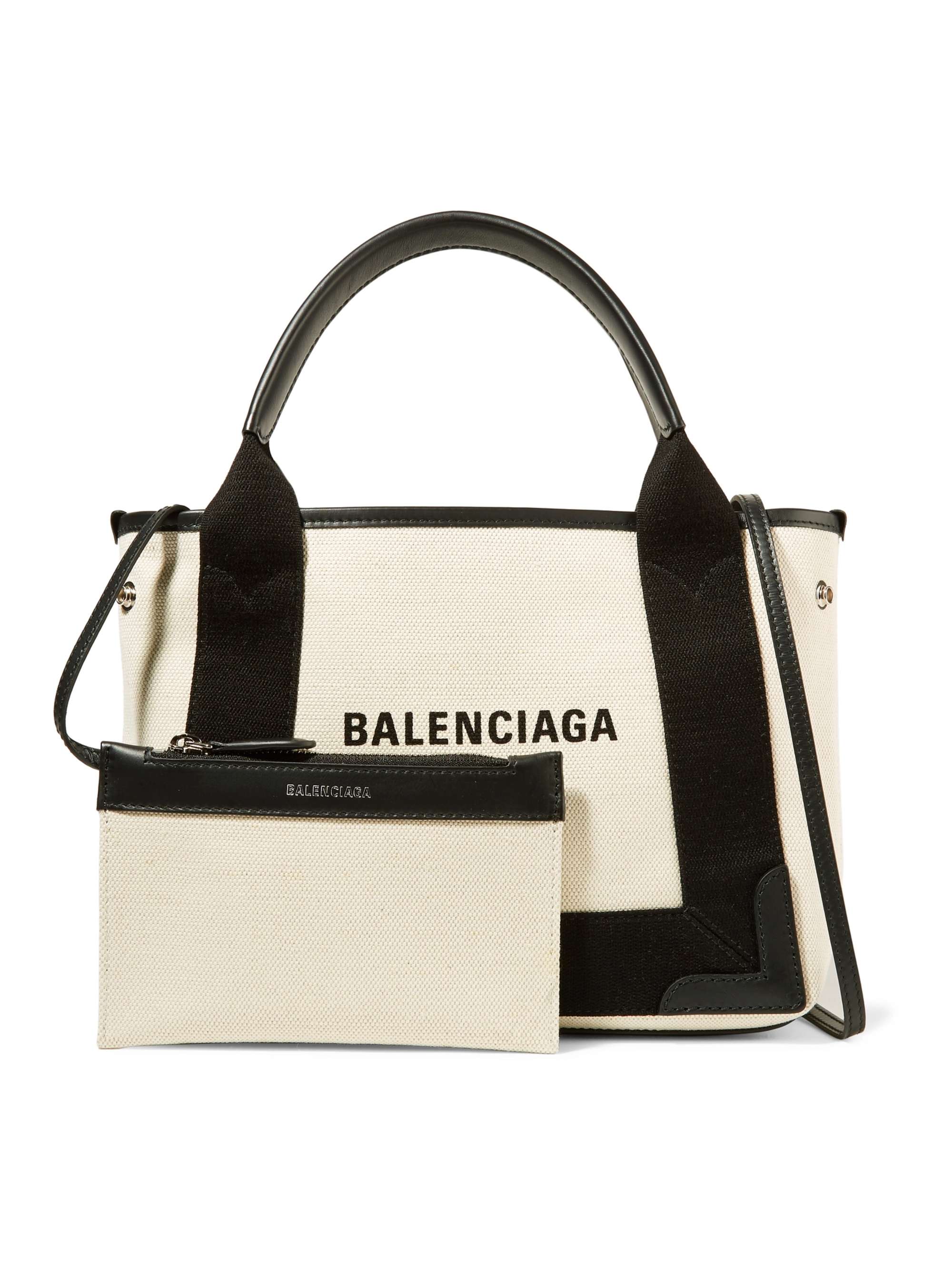 BALENCIAGA Leather-trimmed logo-print canvas tote