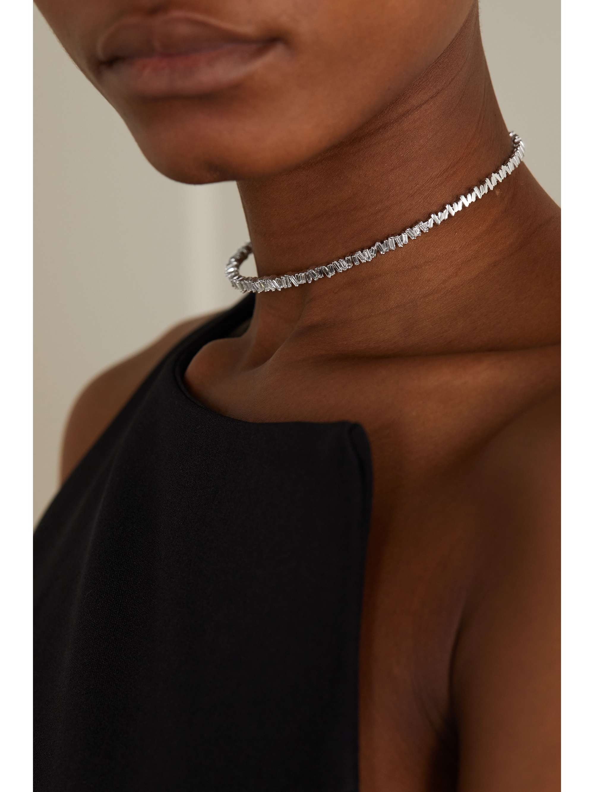 SUZANNE KALAN 18-karat white gold diamond choker