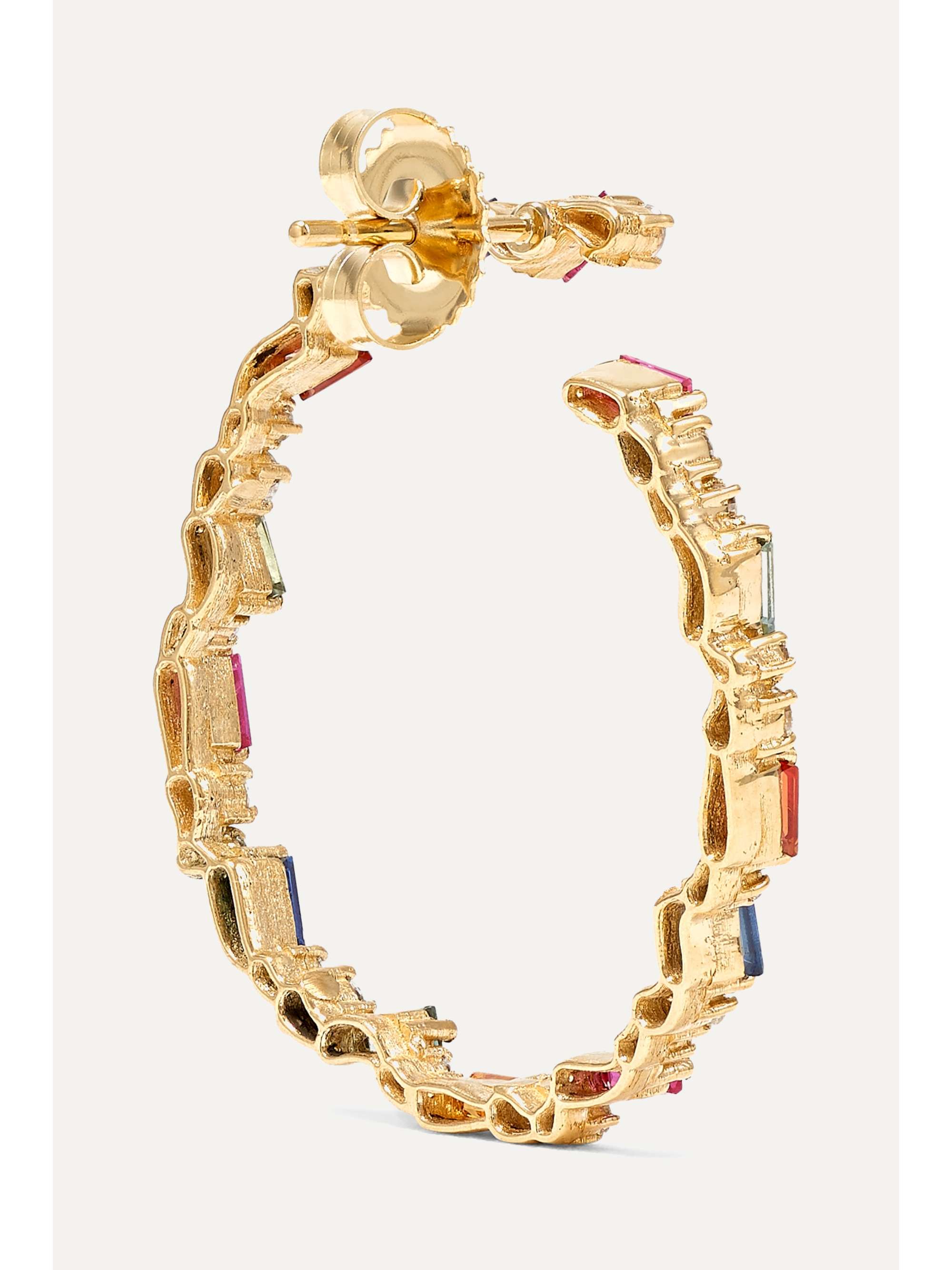 SUZANNE KALAN 18-karat gold, sapphire and diamond hoop earrings
