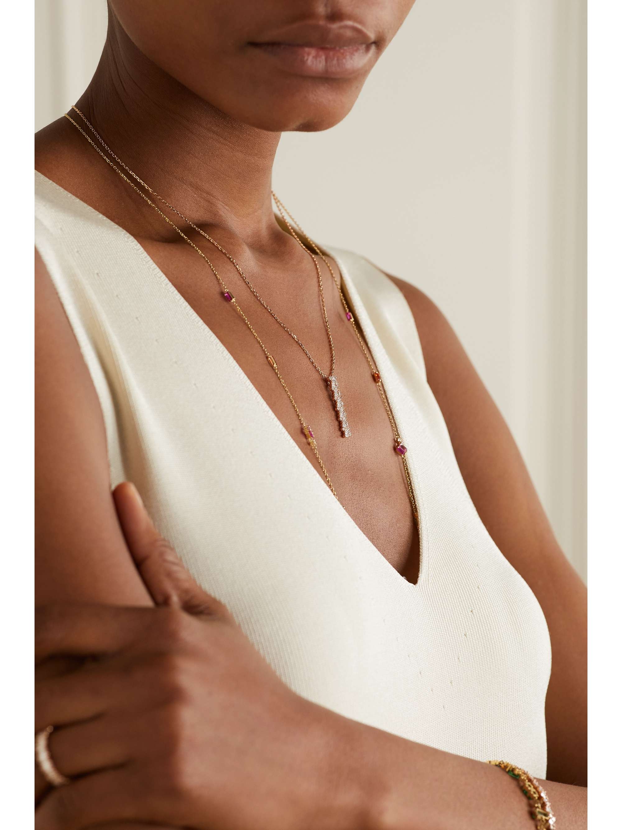 SUZANNE KALAN 18-karat rose gold diamond necklace