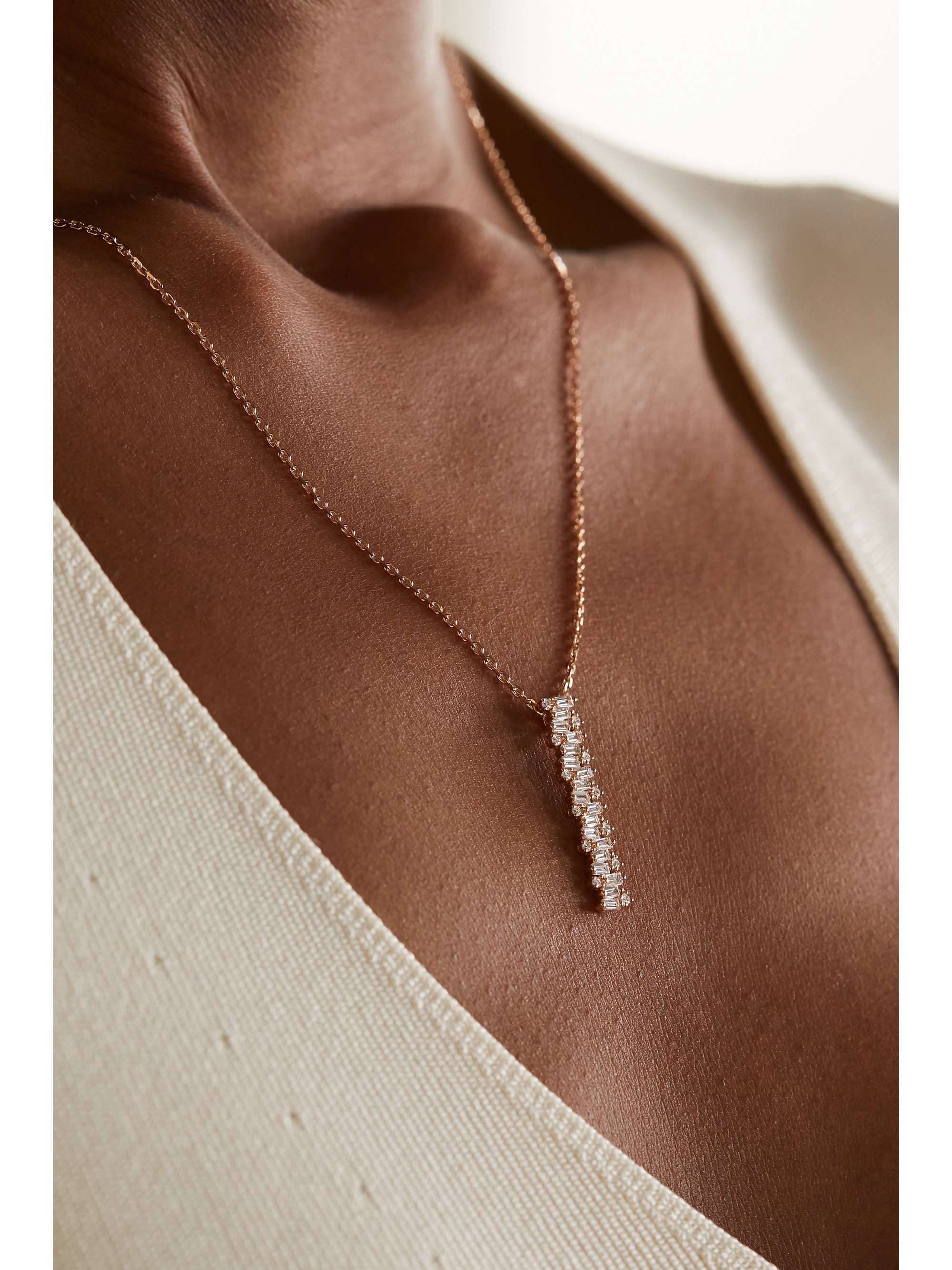 SUZANNE KALAN 18-karat rose gold diamond necklace