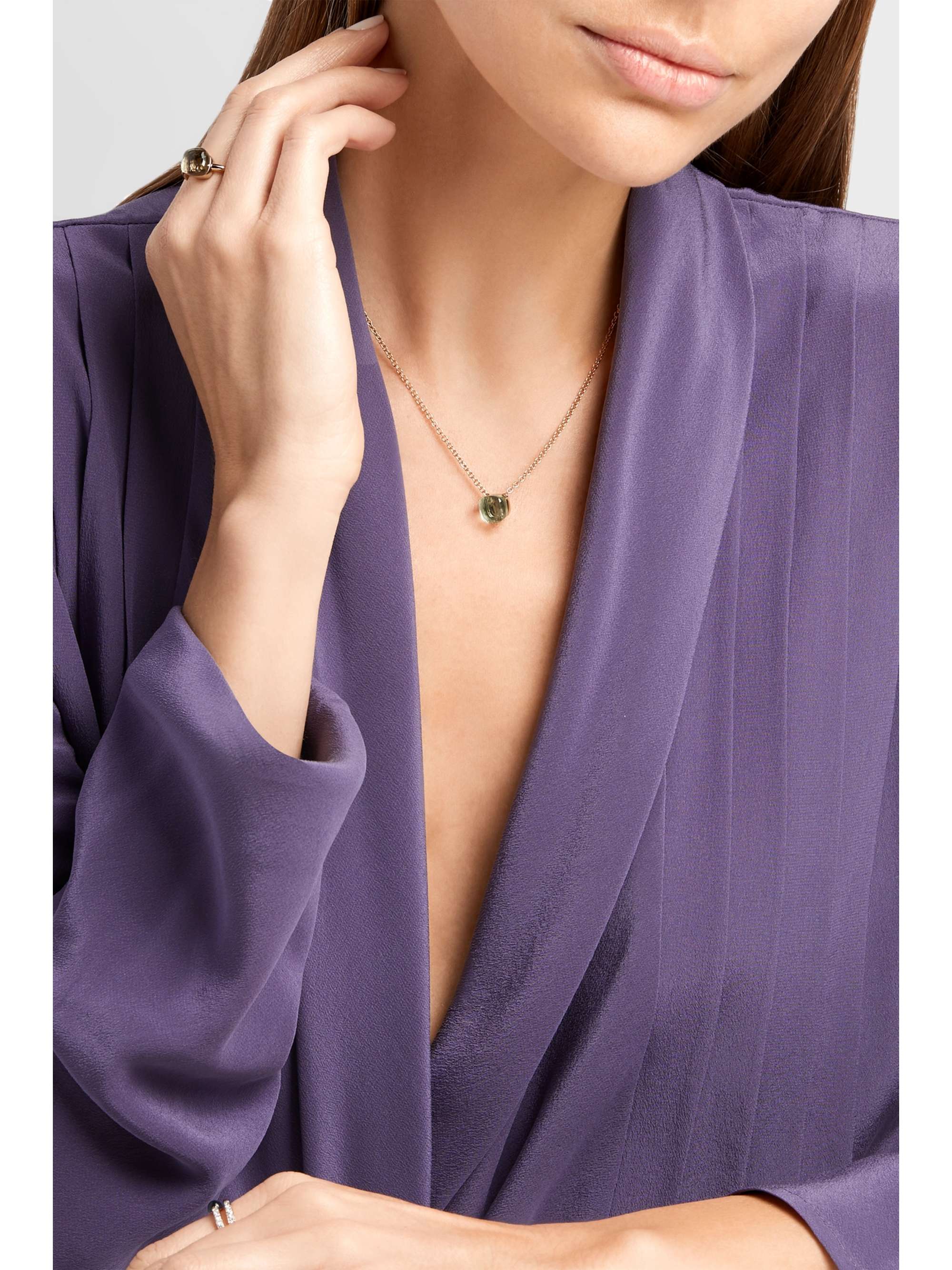 POMELLATO Nudo 18-karat white and rose gold prasiolite necklace