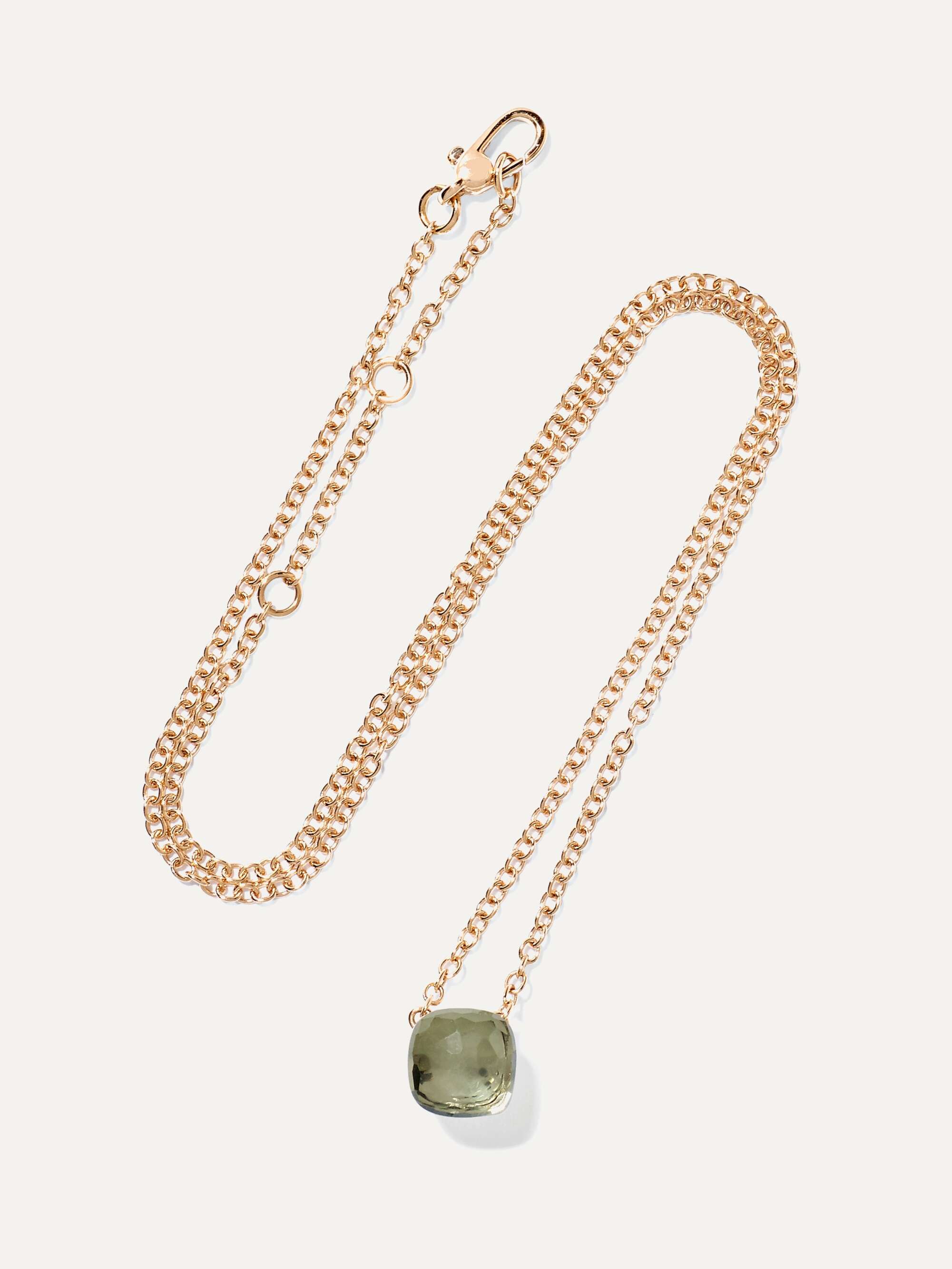 POMELLATO Nudo 18-karat white and rose gold prasiolite necklace