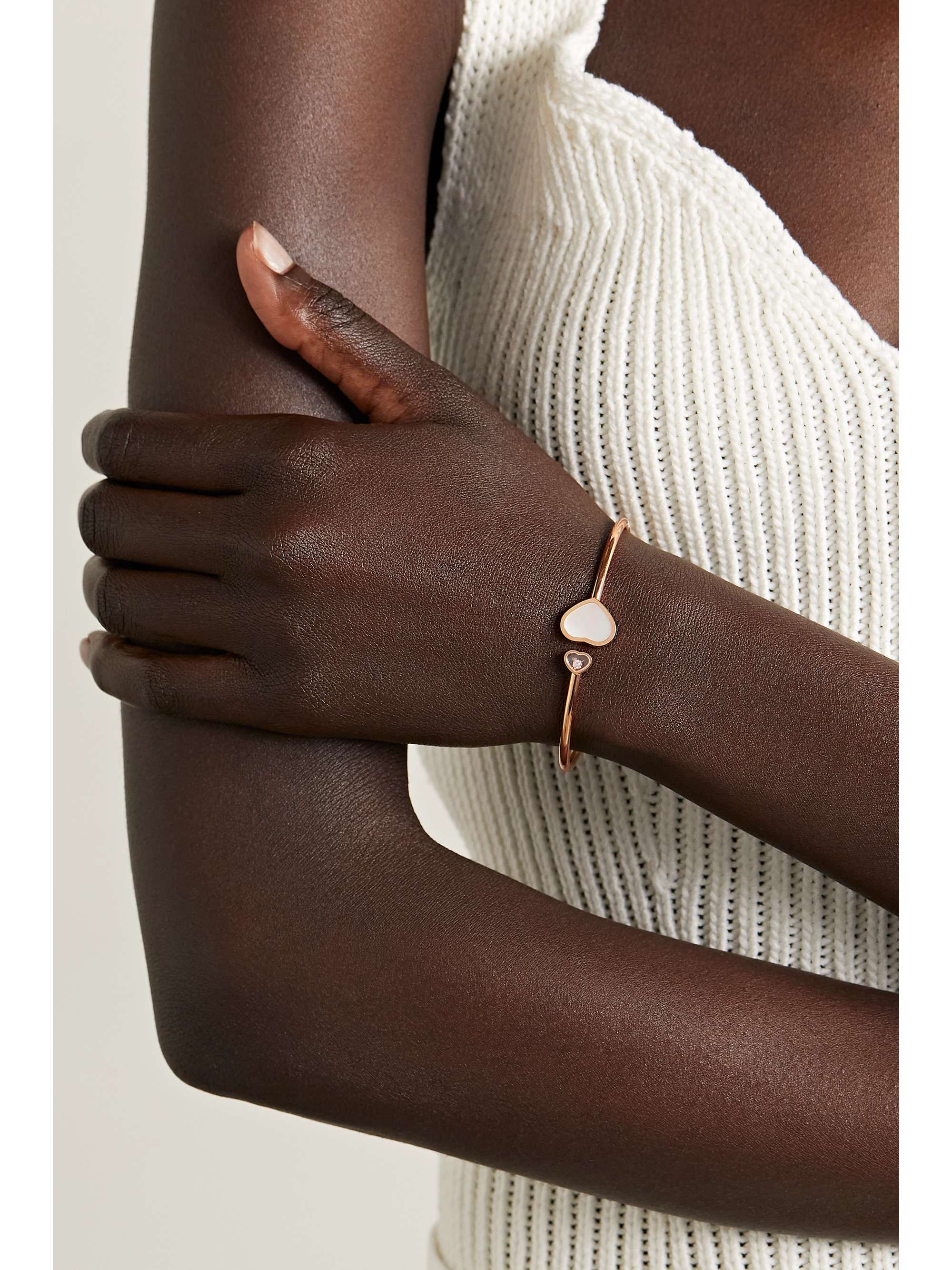 CHOPARD Happy Hearts Armspange aus 18 Karat Roségold mit Onyx und Diamanten