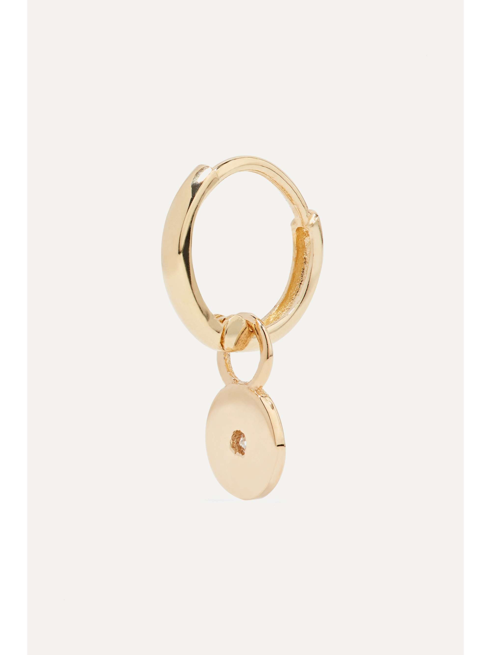 ALISON LOU Huggy 14-karat gold, diamond and enamel hoop earring