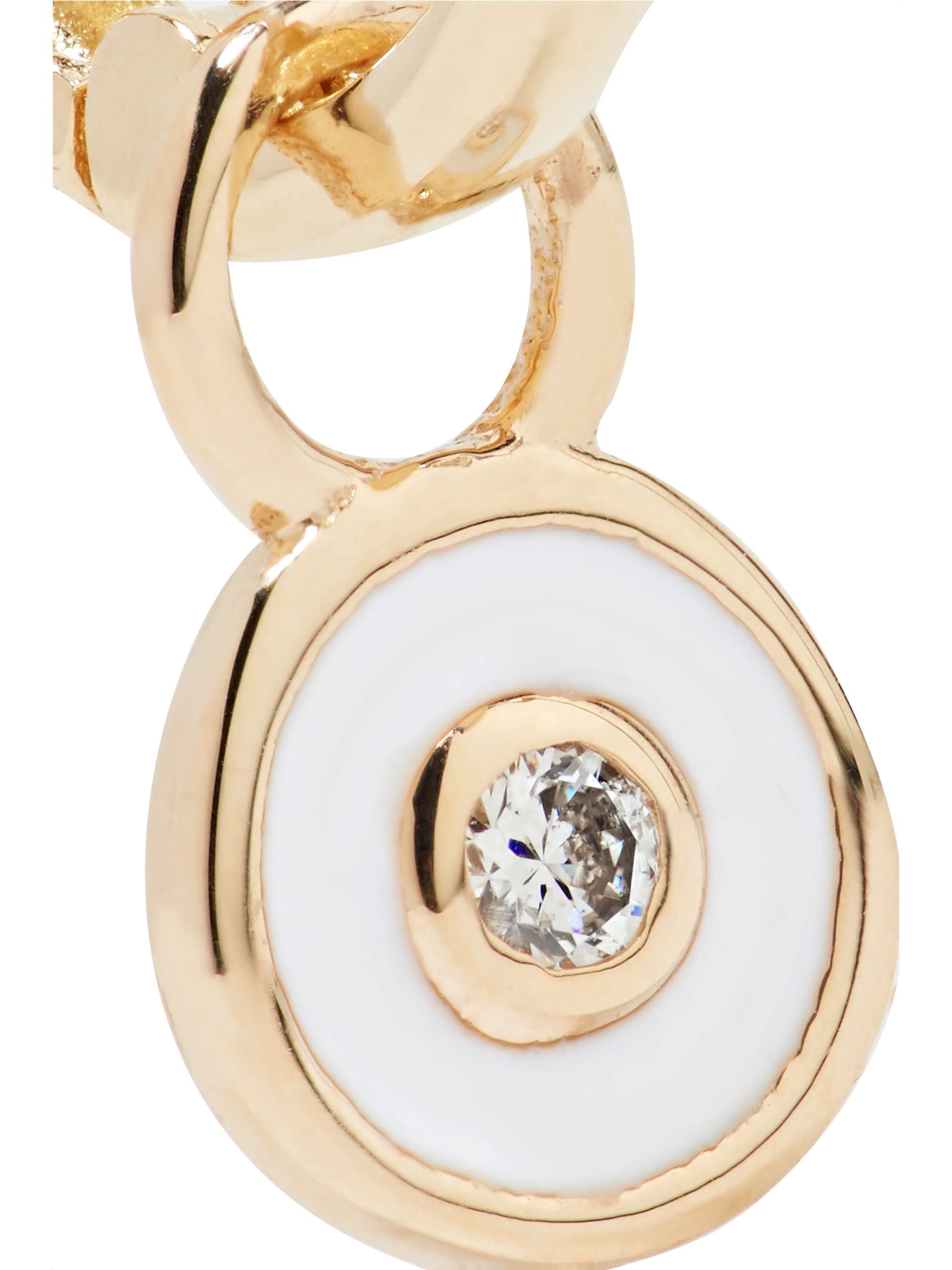 ALISON LOU Huggy 14-karat gold, diamond and enamel hoop earring