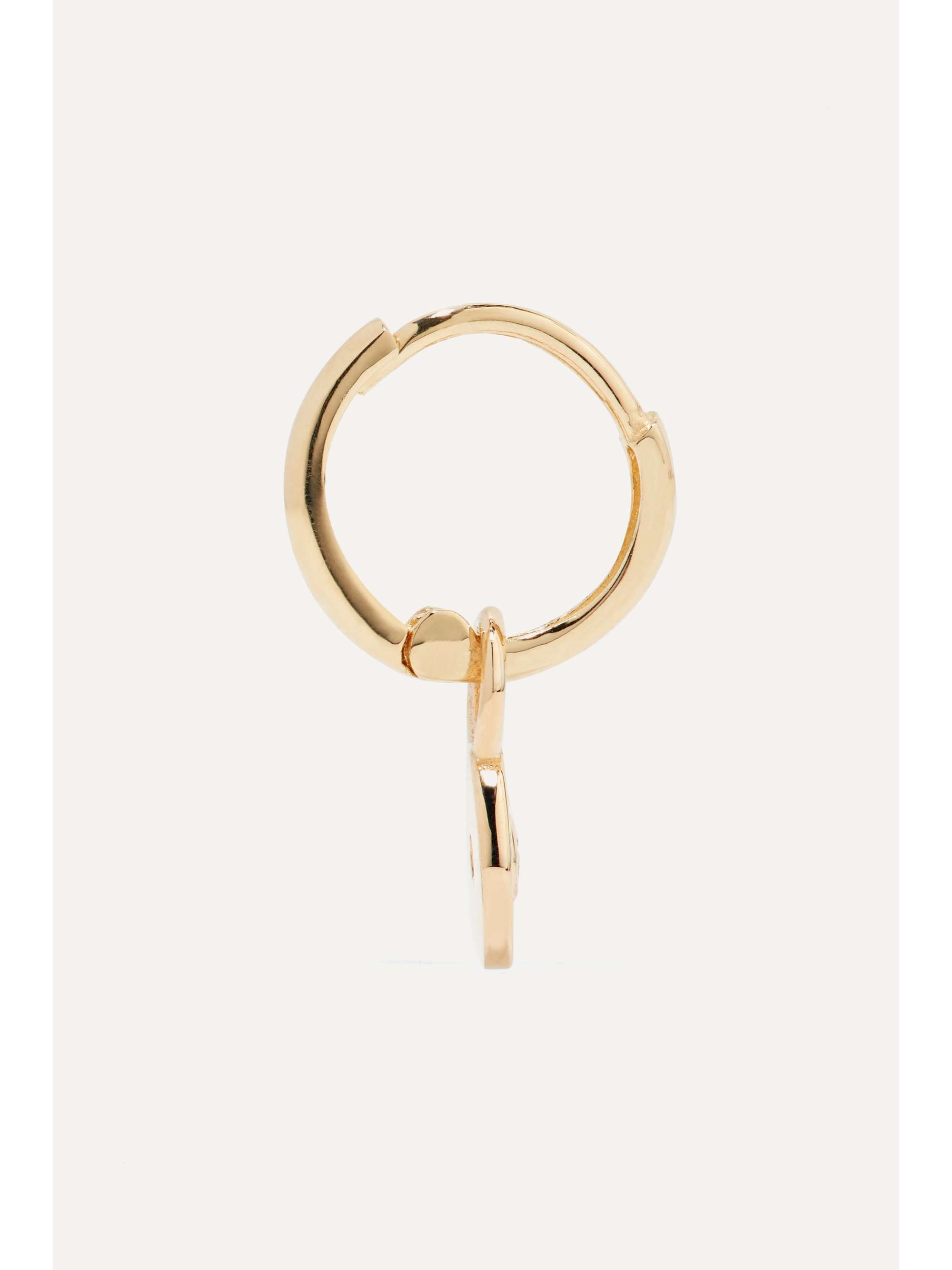 ALISON LOU Huggy 14-karat gold, diamond and enamel hoop earring