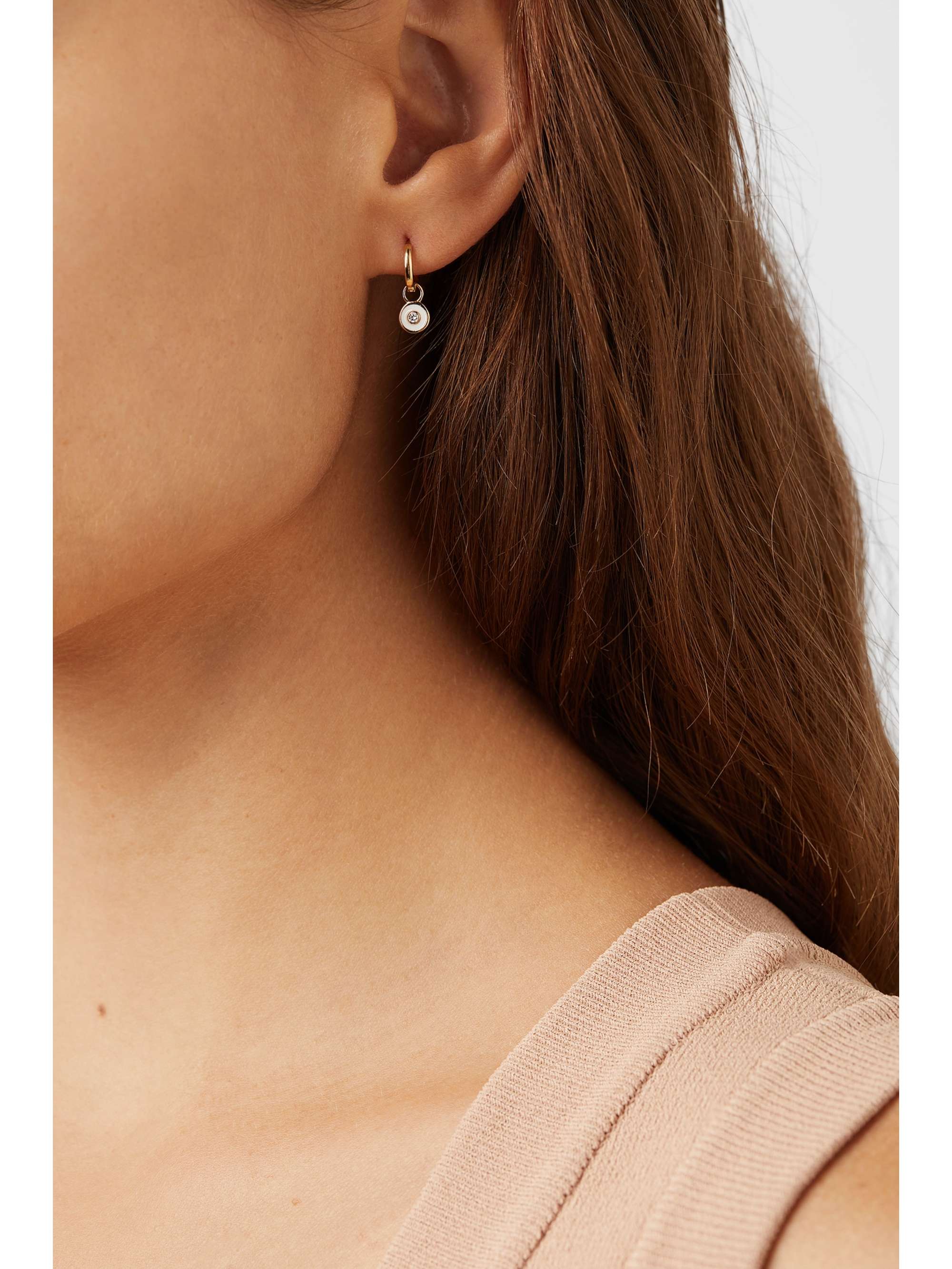 ALISON LOU Huggy 14-karat gold, diamond and enamel hoop earring