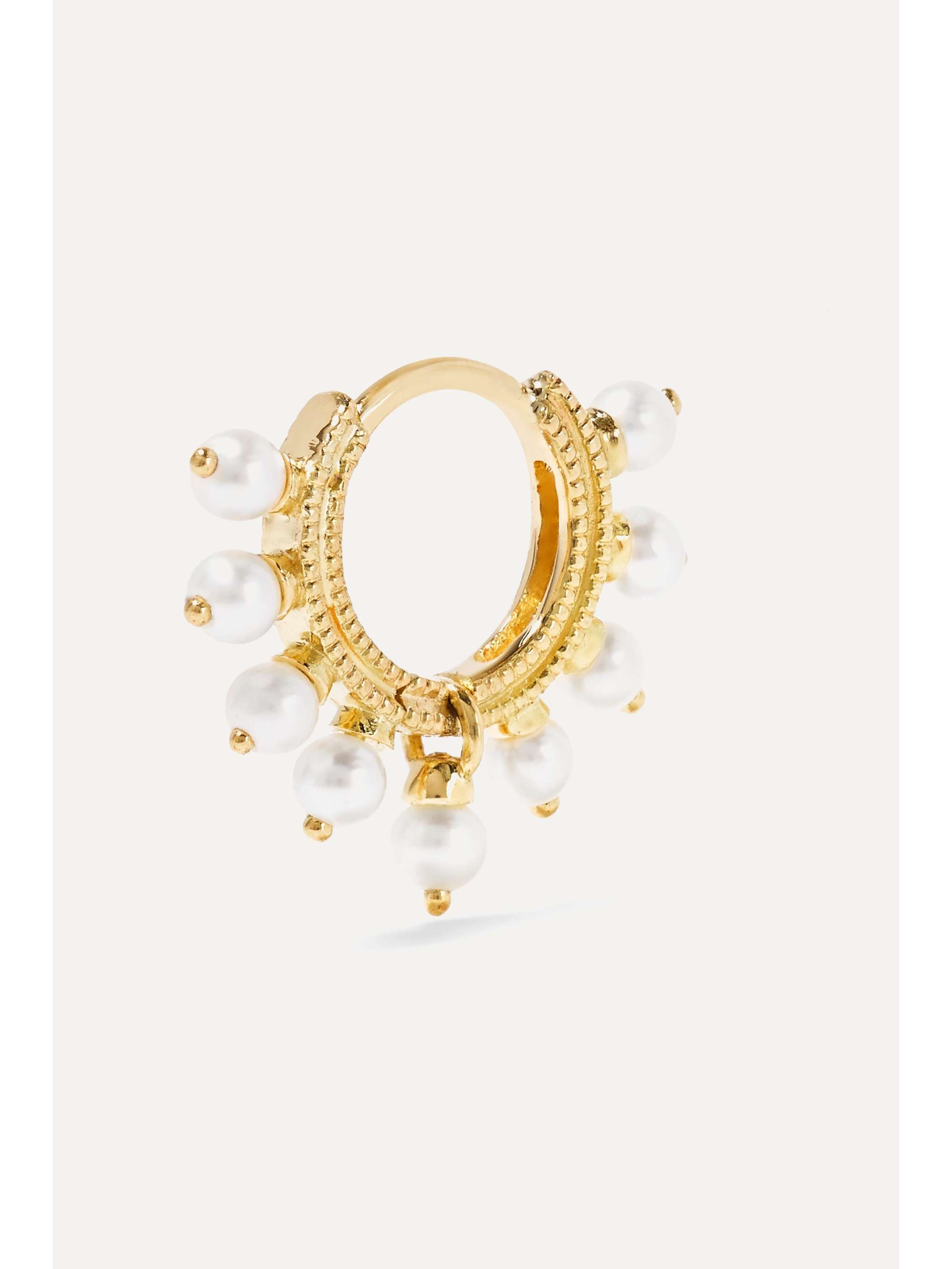 MARIA TASH 6.5mm 14-karat gold pearl hoop earring