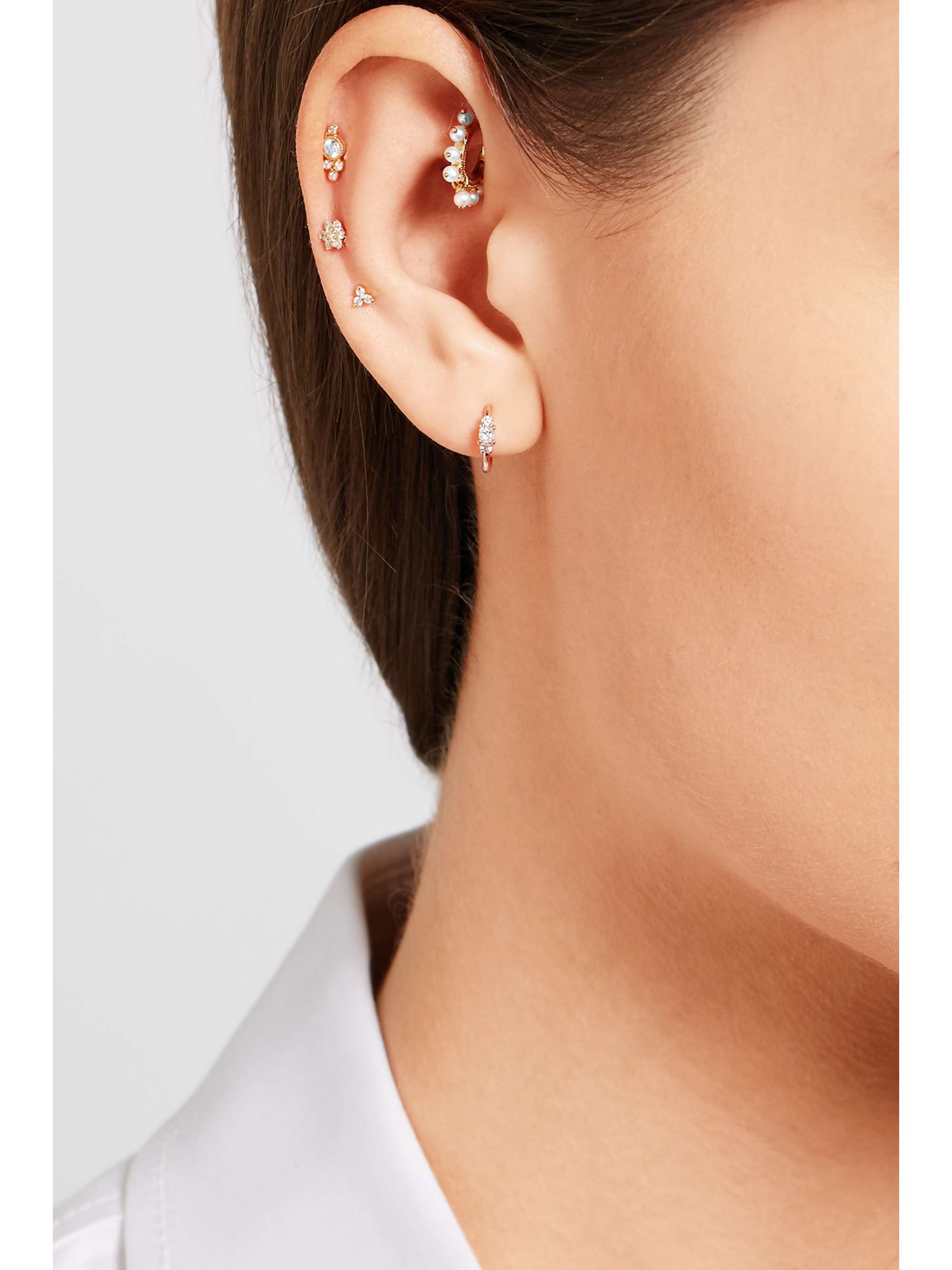 MARIA TASH 6.5mm 14-karat gold pearl hoop earring