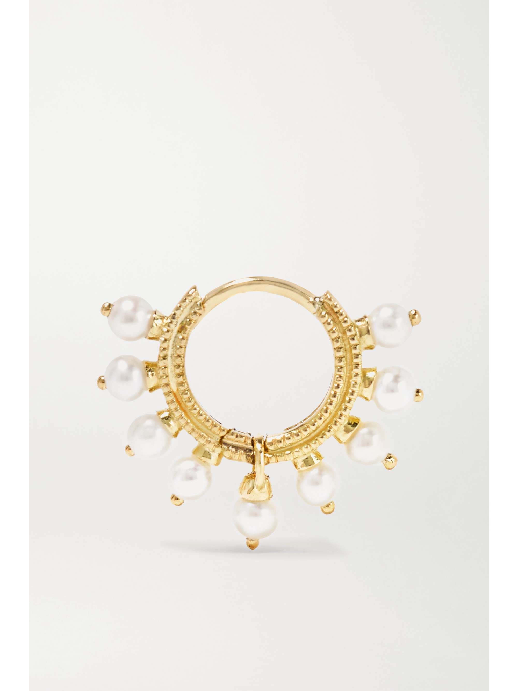 MARIA TASH 6.5mm 14-karat gold pearl hoop earring