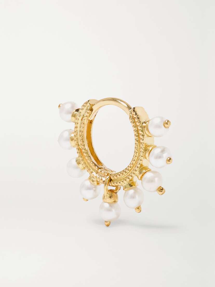 MARIA TASH 6.5mm 14-karat Gold Pearl Hoop Earring