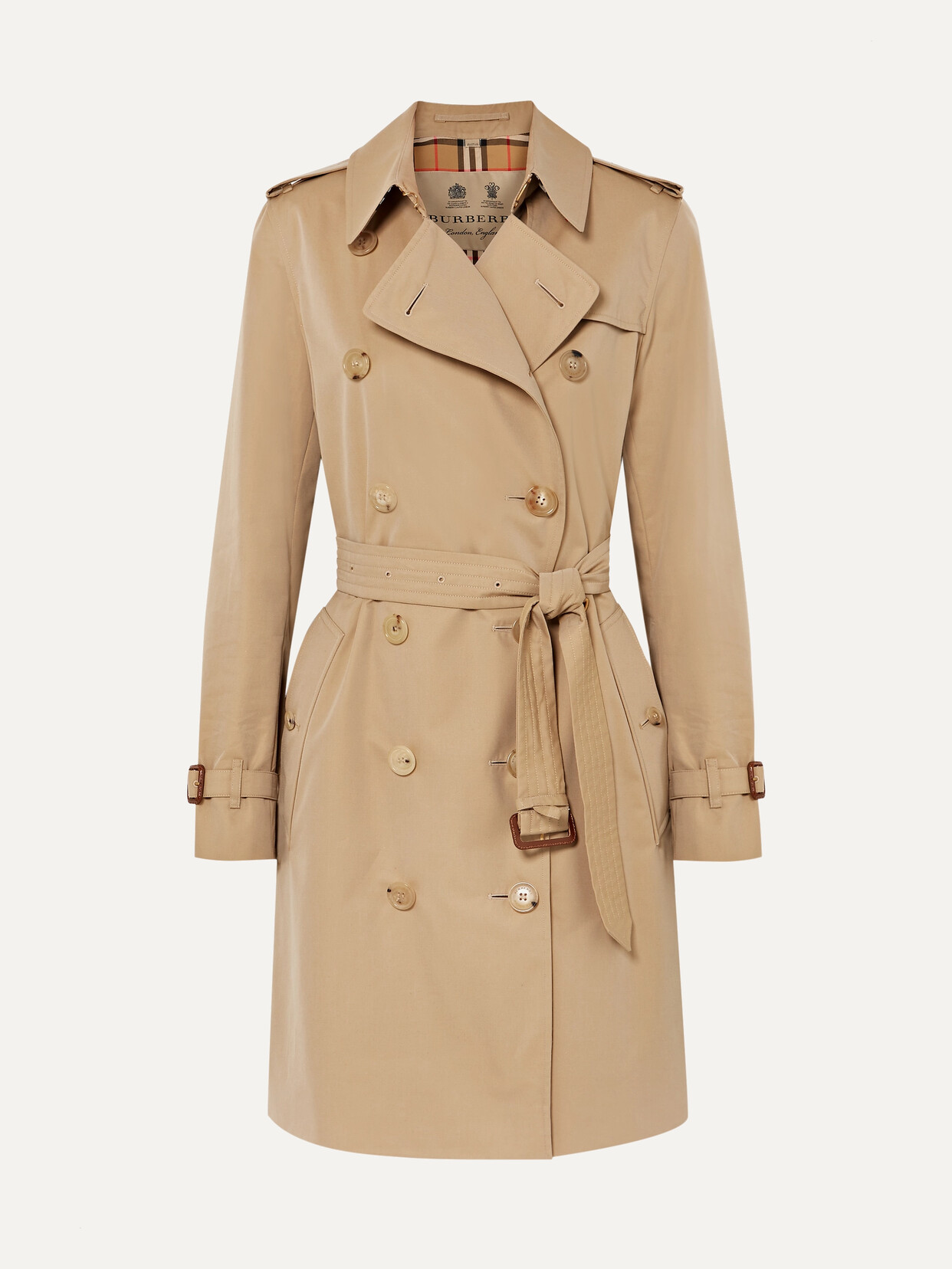 Burberry Chelsea Heritage Double-breasted Trench Coat In Beige