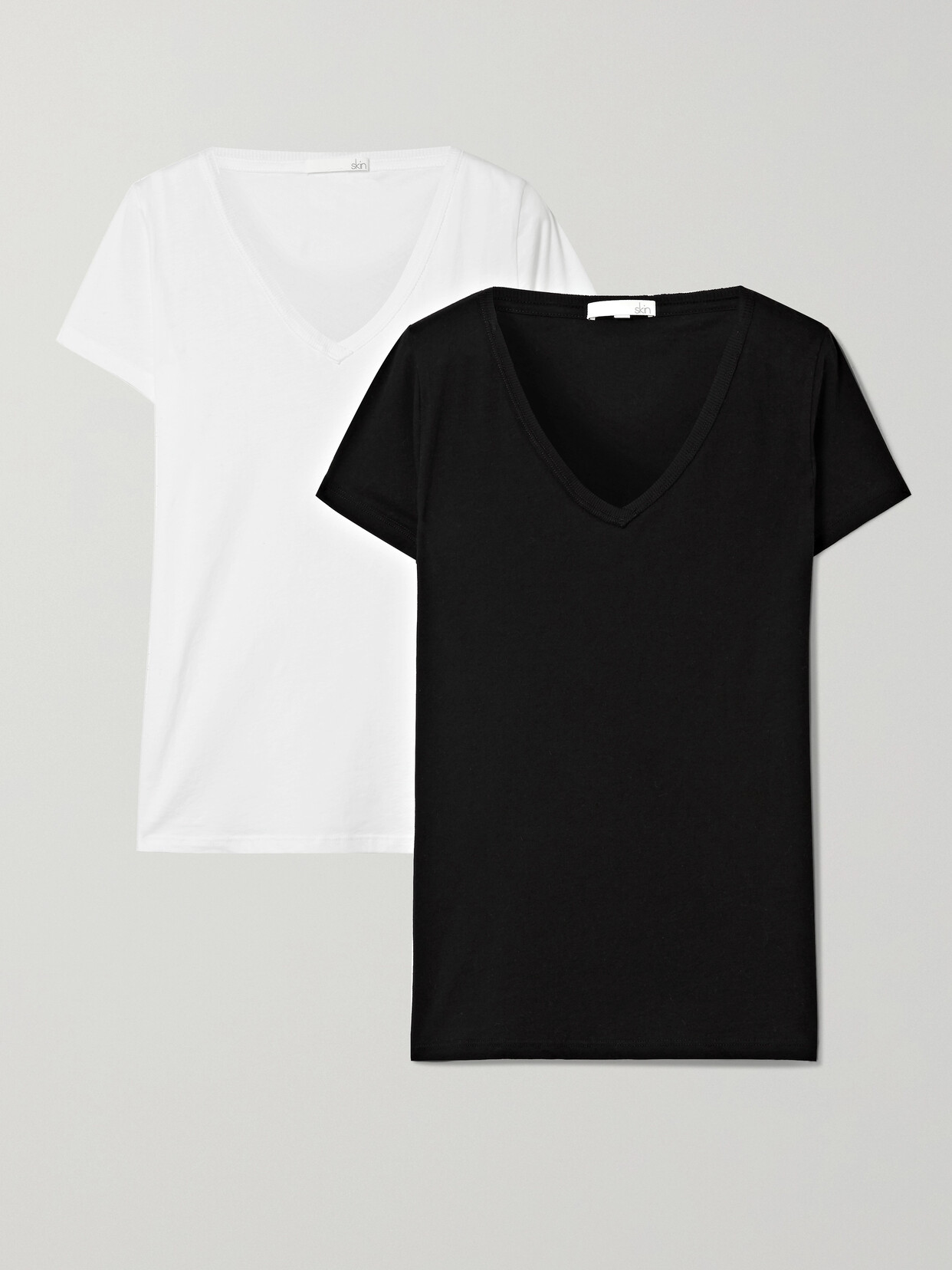 Skin - + Net Sustain Set Of Two Organic Pima Cotton-jersey T-shirts - Black