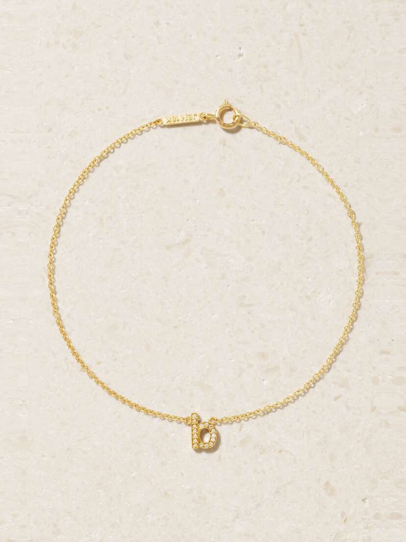 Jennifer Meyer Letter 18-karat Gold Diamond Bracelet