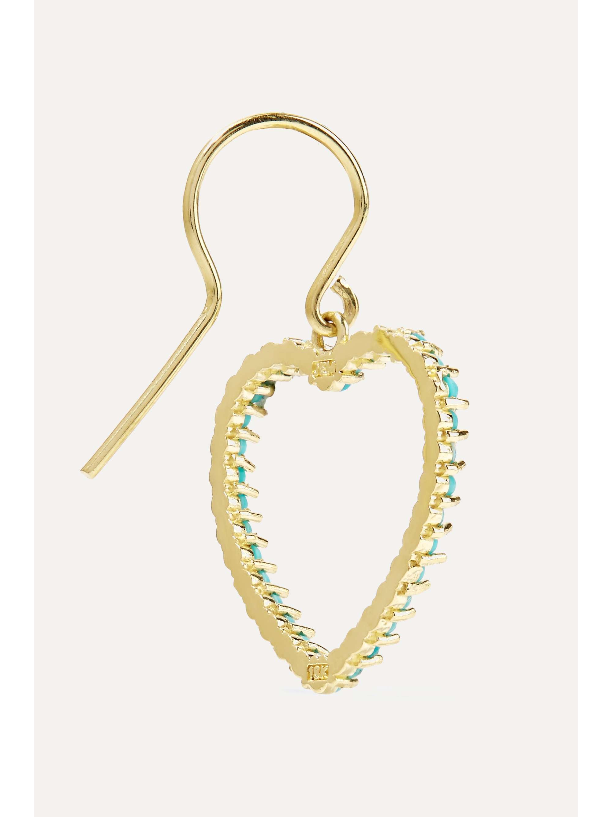 JENNIFER MEYER Heart 18-karat gold turquoise earrings