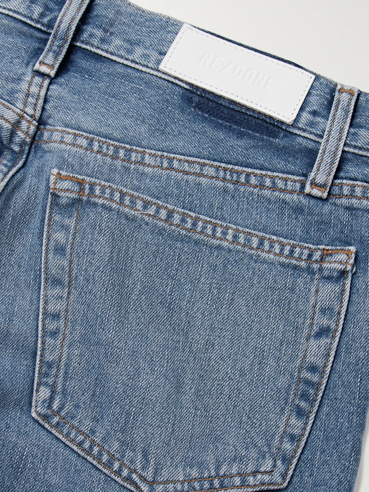 Re/done 70s High Rise Stove Pipe Straight-leg Jeans In Mid Denim