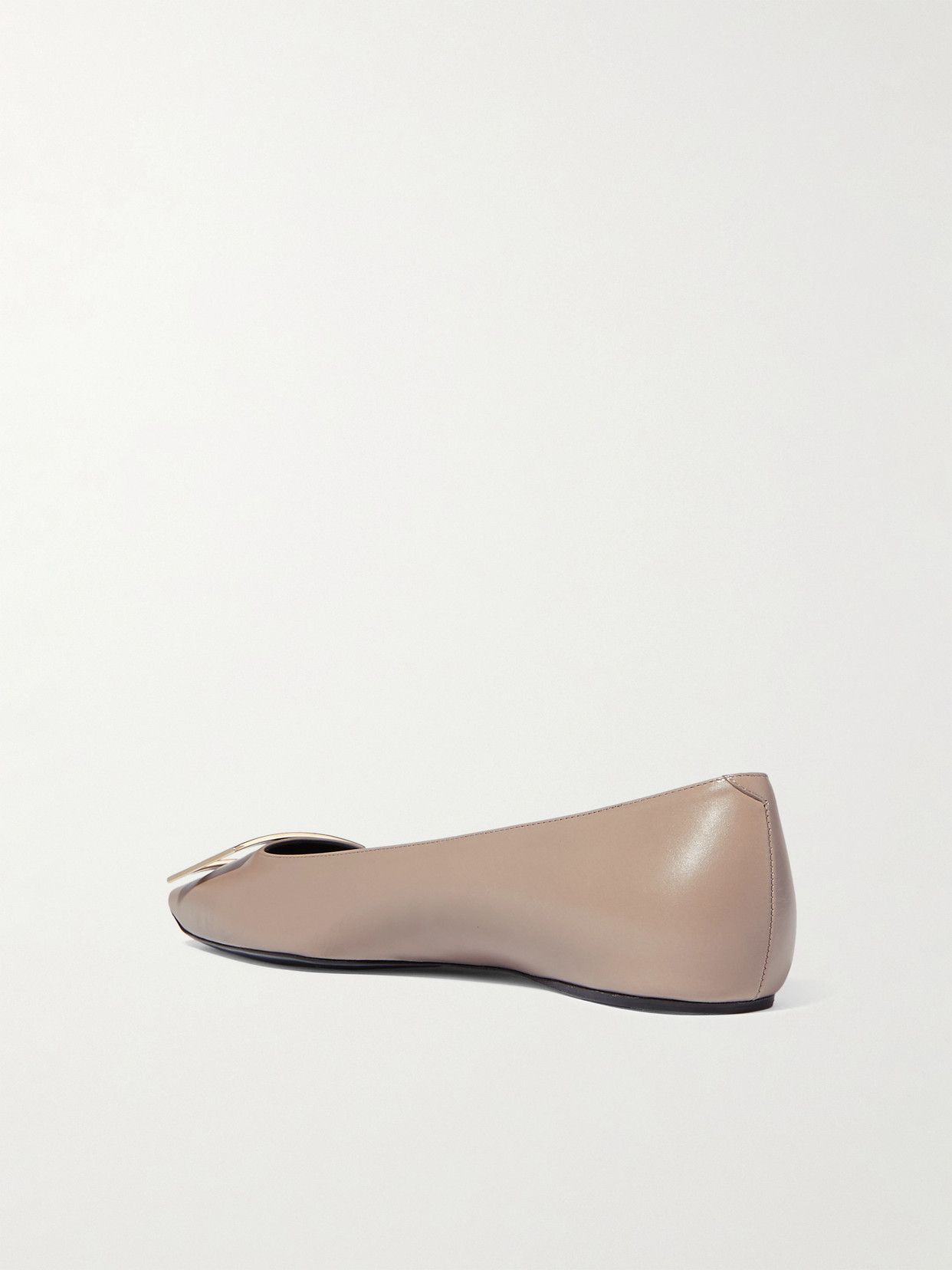 Roger Vivier Quadrata Trompette Embellished Leather Ballet Flats In Taupe