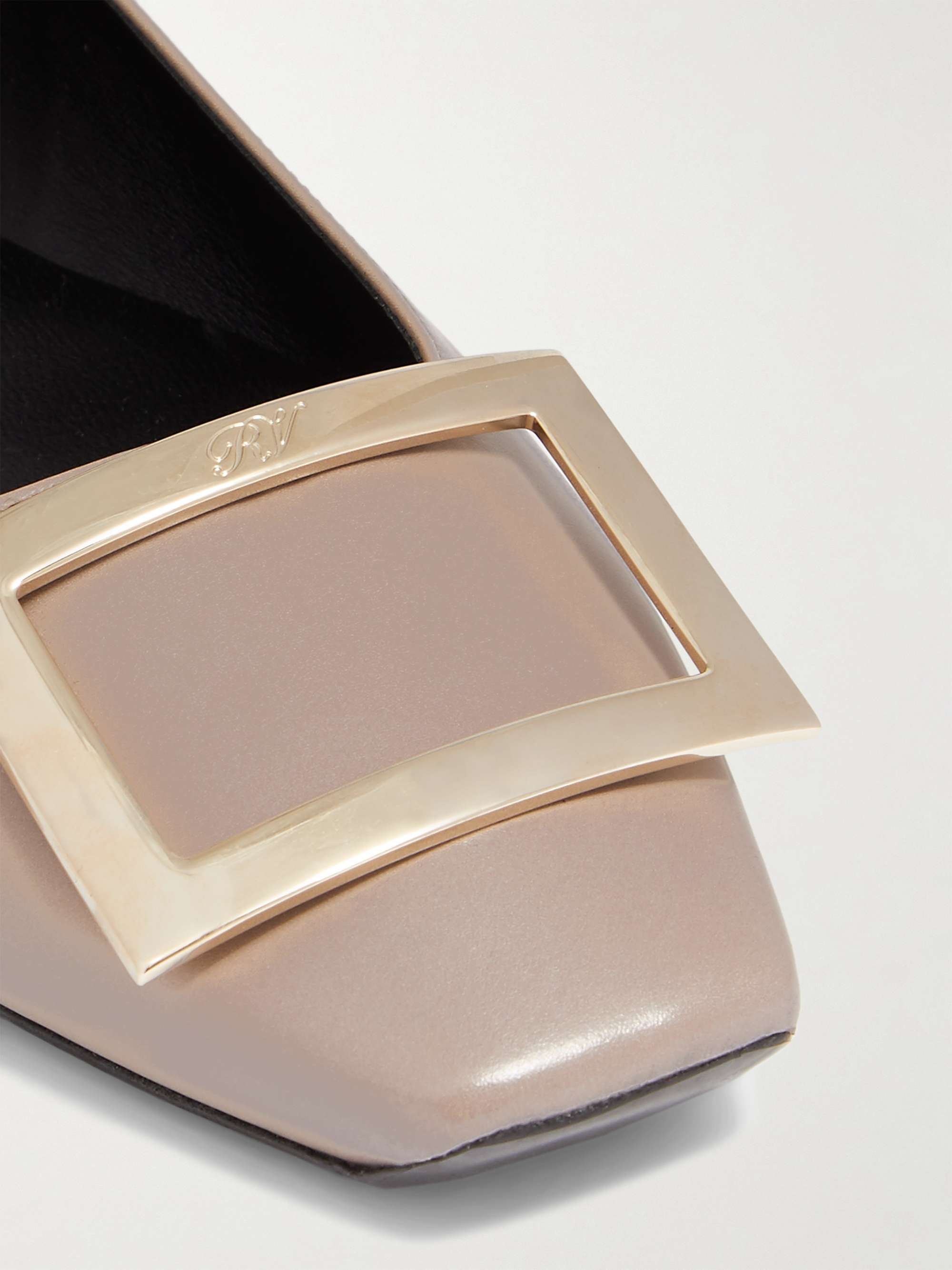 ROGER VIVIER Quadrata Trompette 带缀饰皮革芭蕾平底鞋