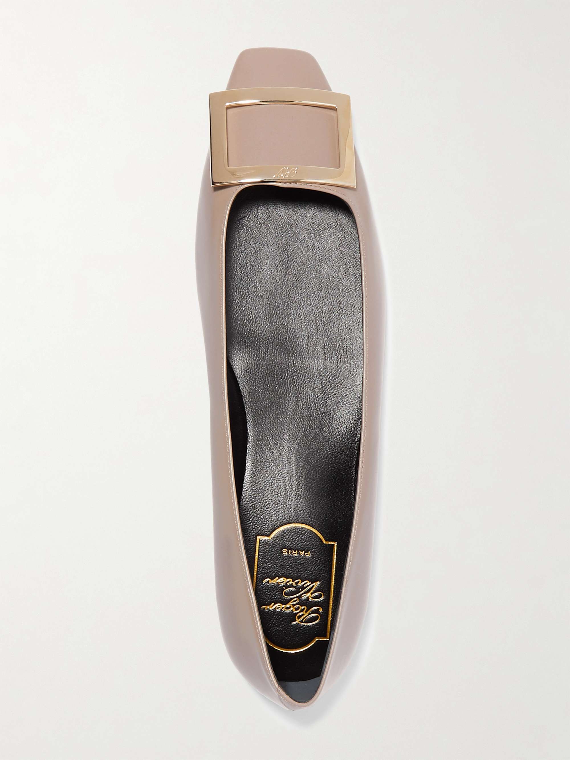 ROGER VIVIER Quadrata Trompette 带缀饰皮革芭蕾平底鞋
