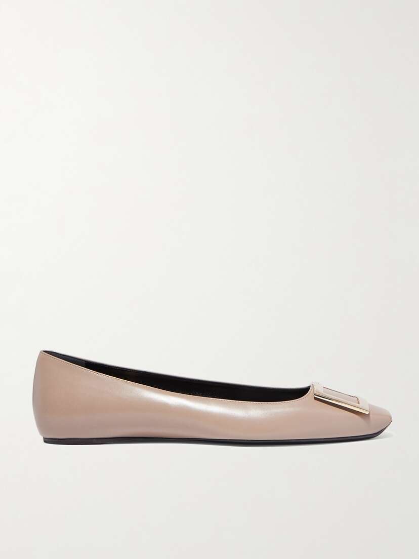 Roger Vivier Quadrata Trompette Embellished Leather Ballet Flats
