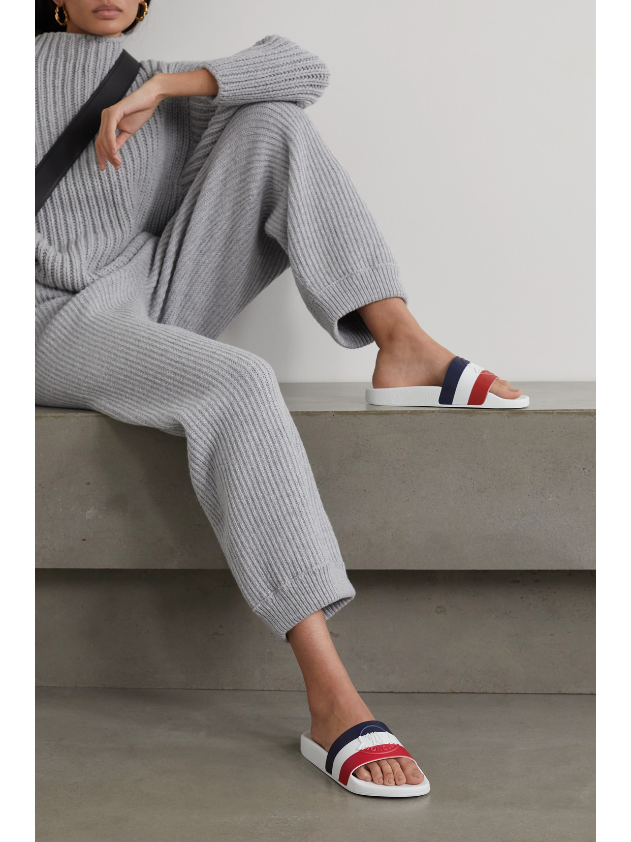 MONCLER STRIPED RUBBER SLIDES