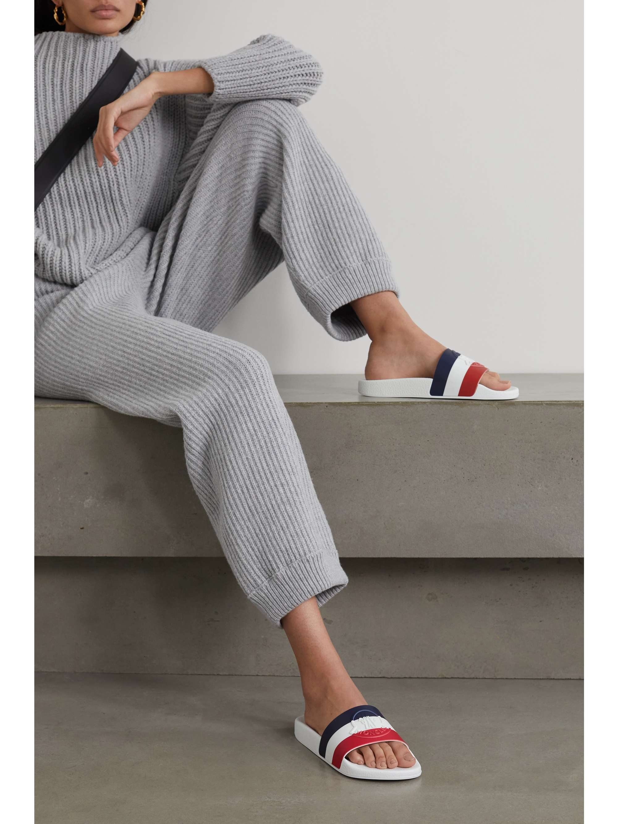 MONCLER Striped rubber slides