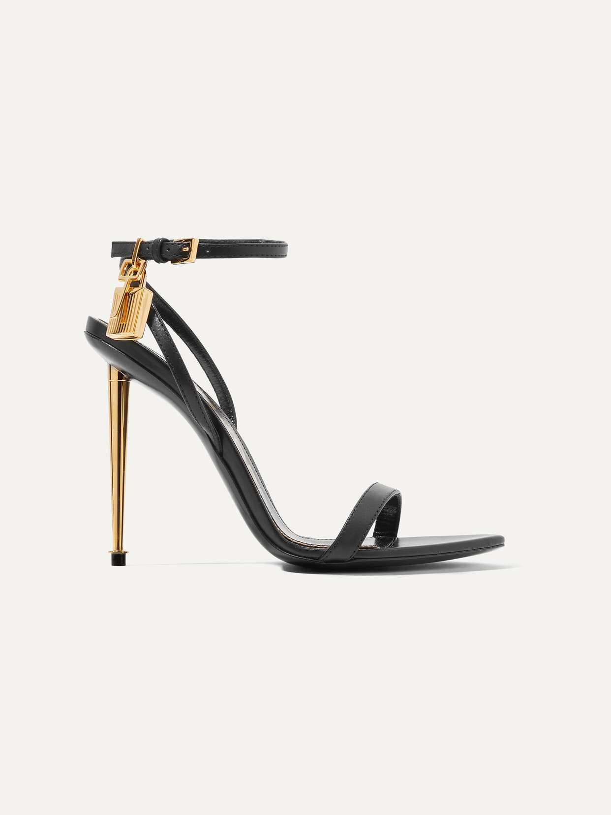 Tom Ford Padlock Leather Sandals In Black