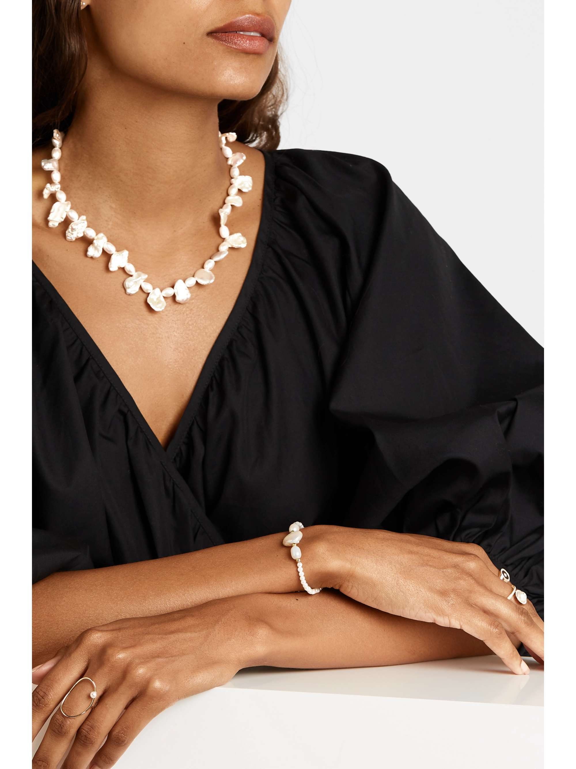 ANISSA KERMICHE Gold-plated pearl bracelet
