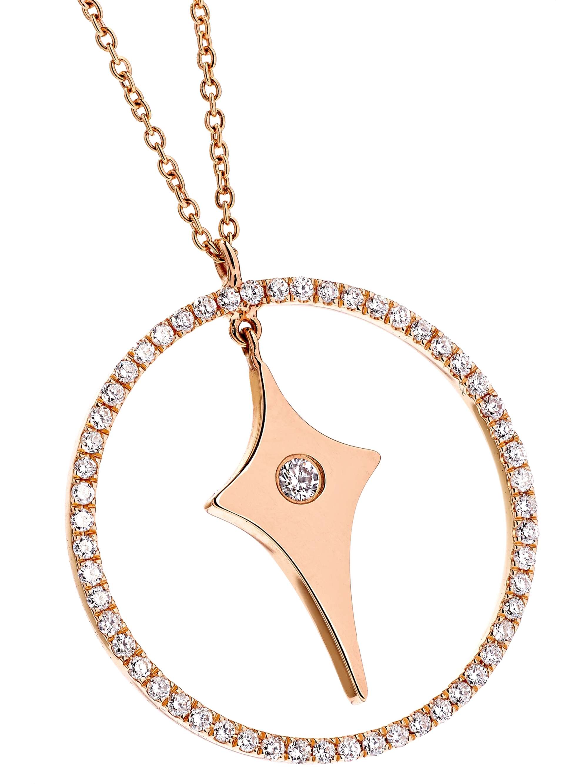 DIANE KORDAS Shield Charm 18-karat rose gold diamond necklace