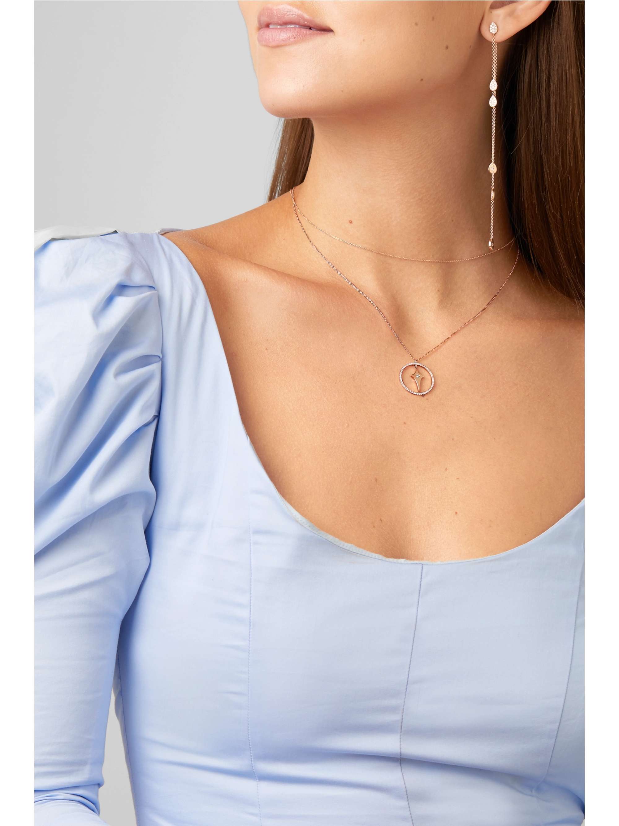 DIANE KORDAS Shield Charm 18-karat rose gold diamond necklace