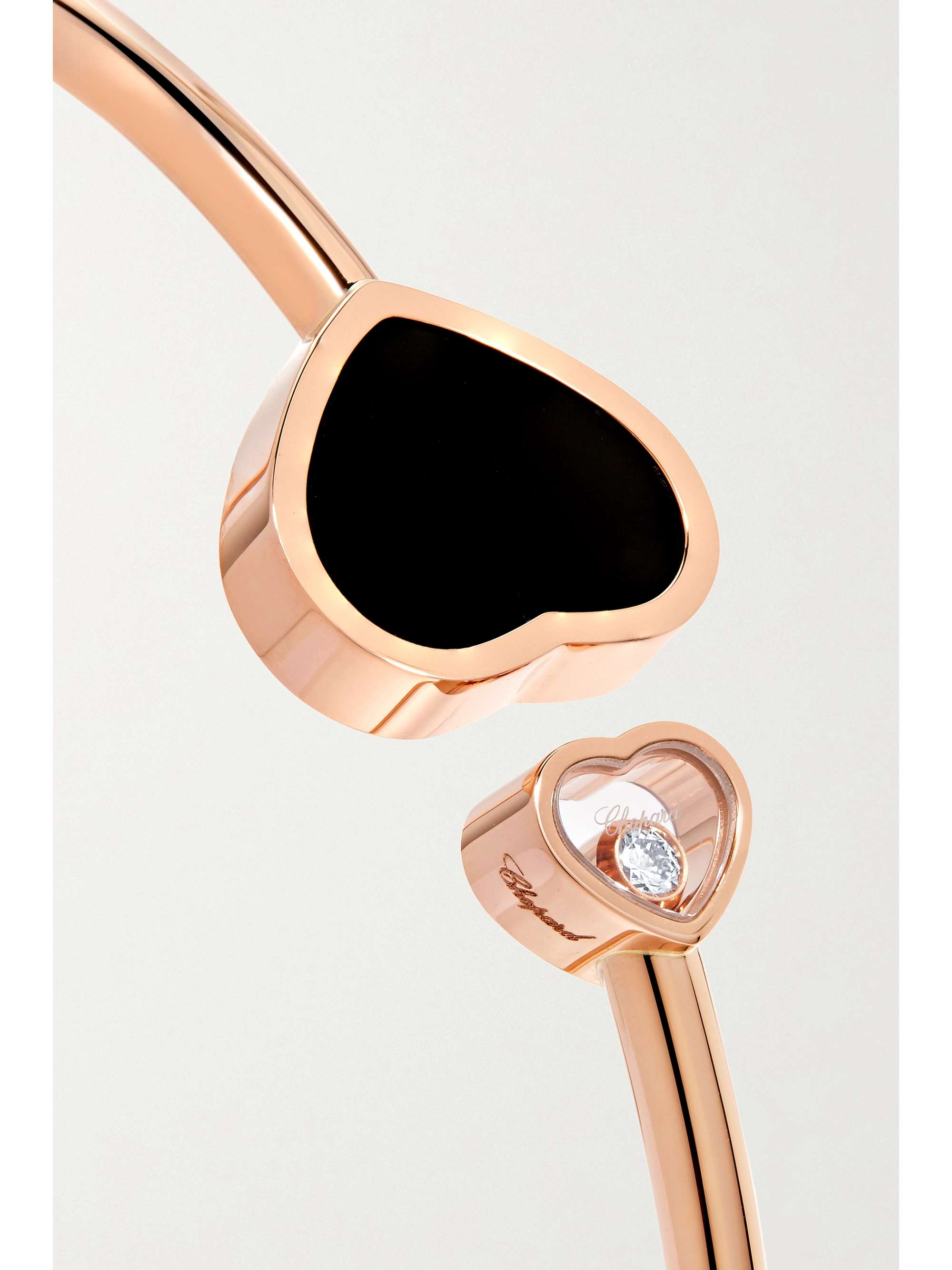 CHOPARD Happy Hearts 18-karat rose gold, onyx and diamond cuff