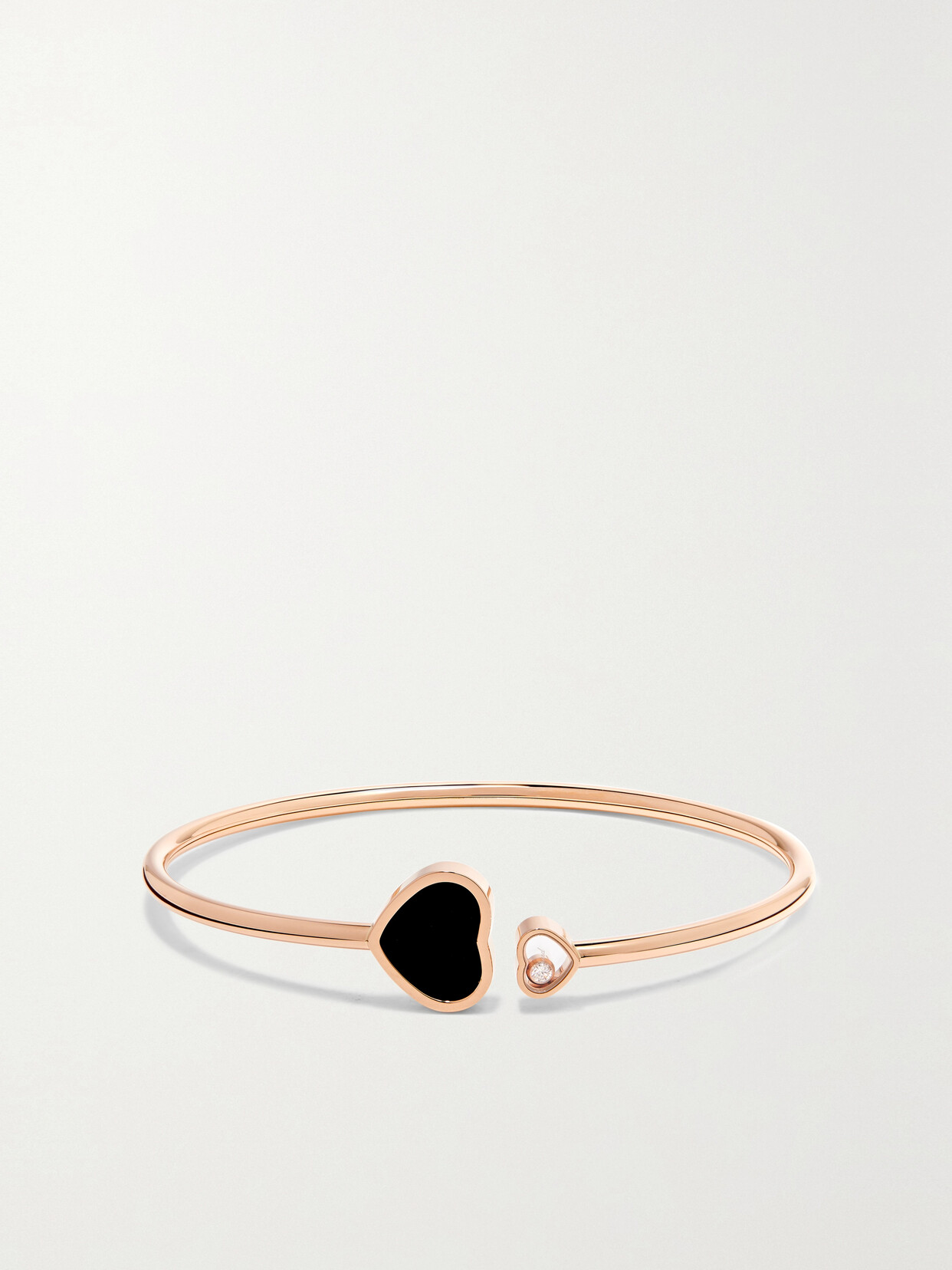 Chopard - Happy Hearts 18-karat Rose Gold, Diamond And Onyx Cuff - one size 22 Awaiting product image