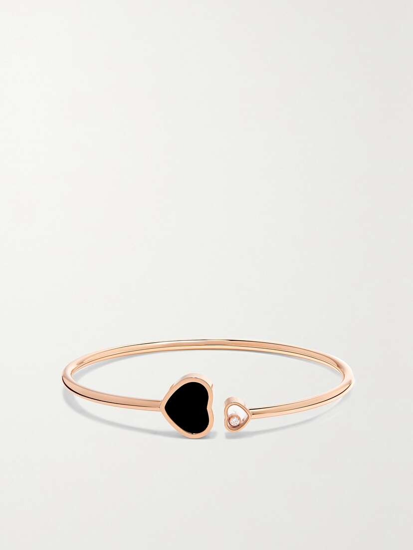 Chopard Happy Hearts 18-karat Rose Gold, Diamond And Onyx Cuff
