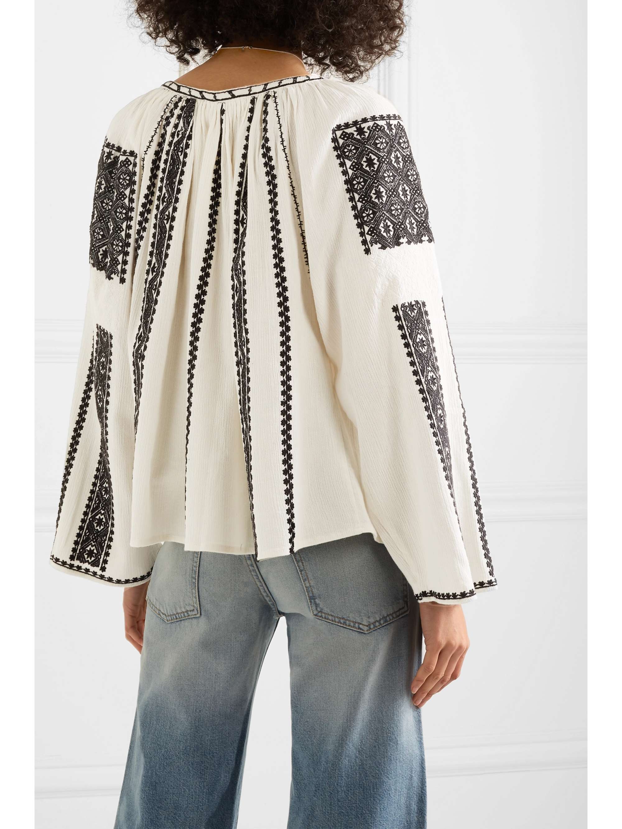 THE GREAT. The Journey embroidered cotton-gauze top