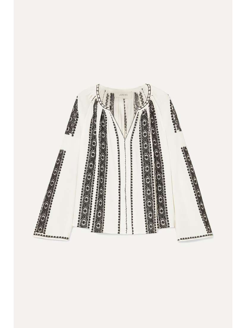 The Great. The Journey Embroidered Cotton-gauze Top