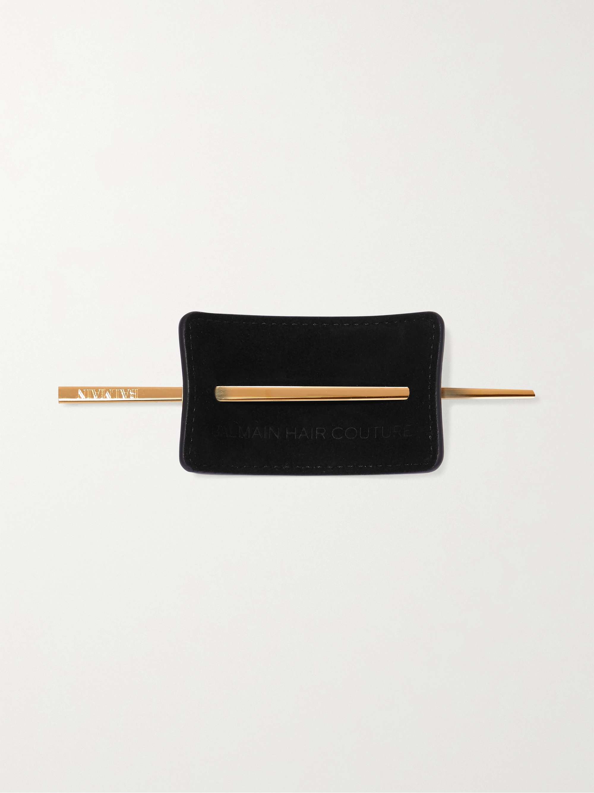 BALMAIN PARIS HAIR COUTURE Gold-tone and metallic leather hair pin
