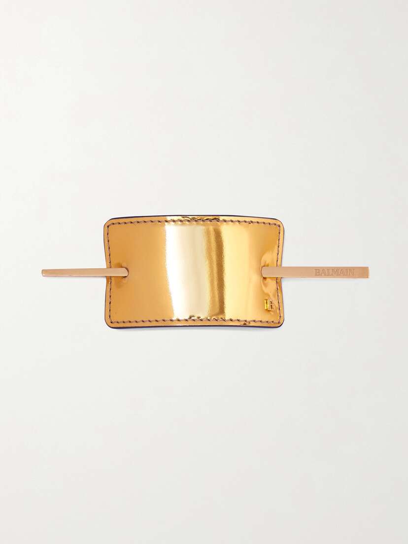 Balmain tone And Metallic Leather Hair Pin