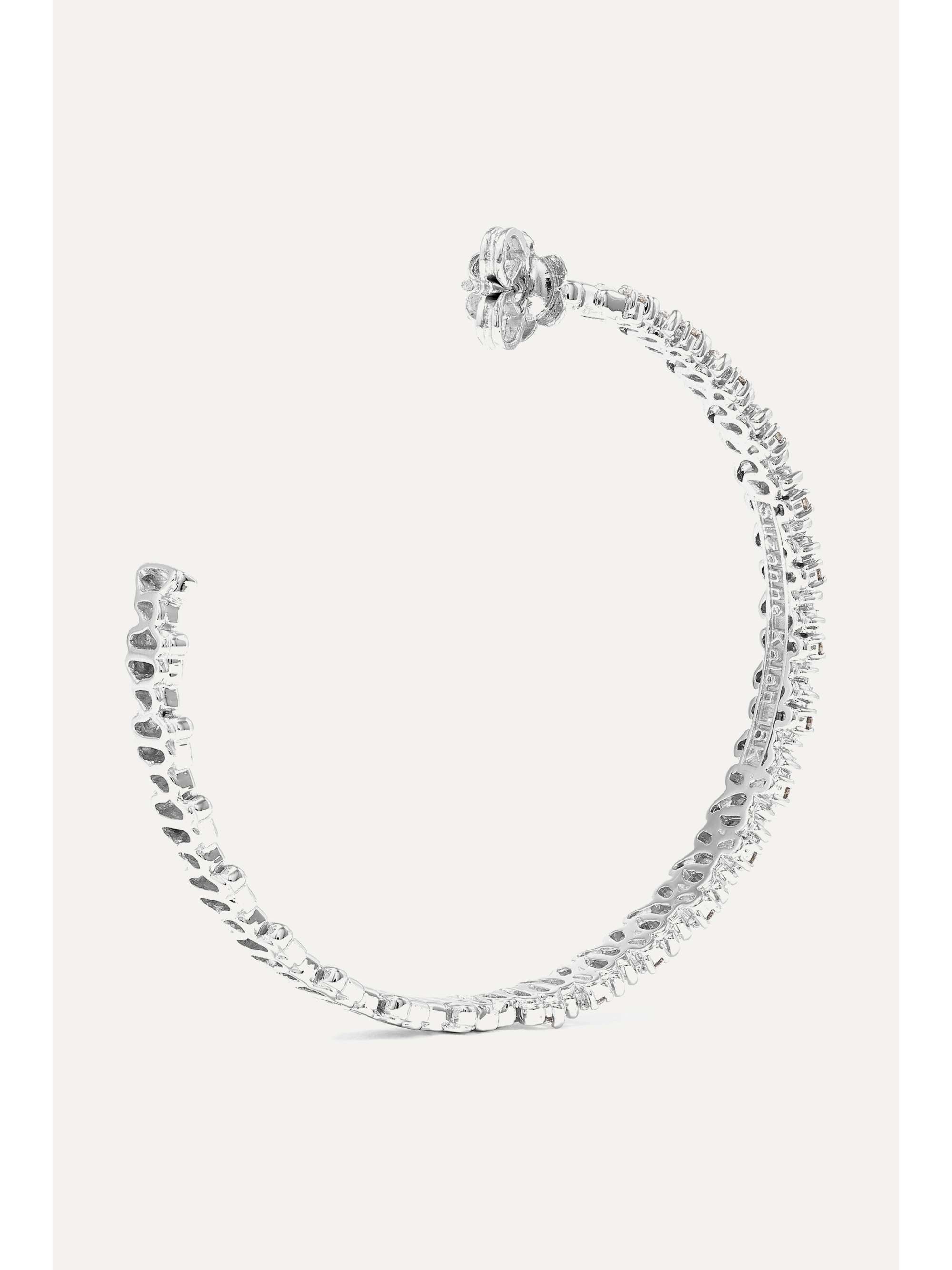 SUZANNE KALAN 18-karat white gold diamond hoop earrings