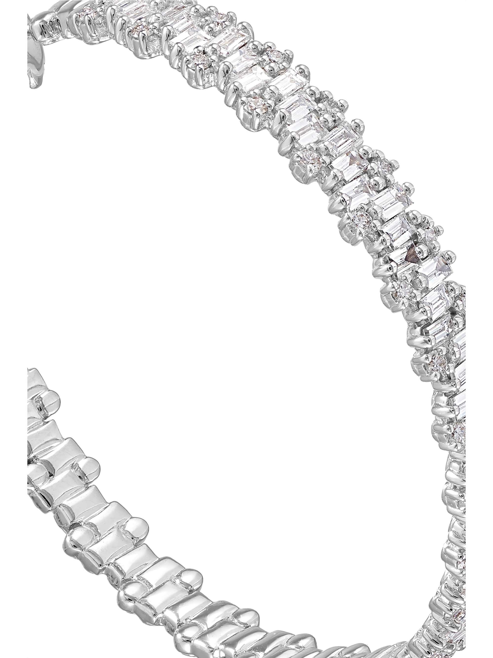 SUZANNE KALAN 18-karat white gold diamond hoop earrings