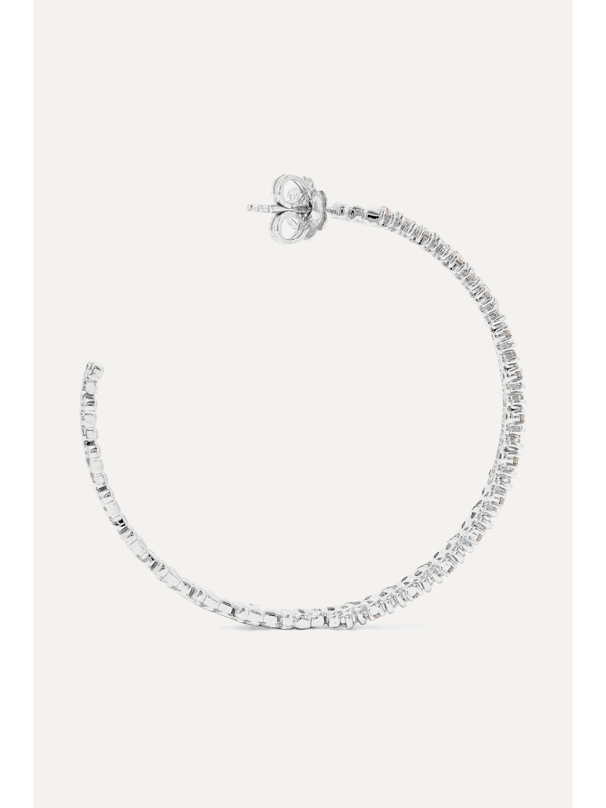 SUZANNE KALAN 18-karat white gold diamond hoop earrings