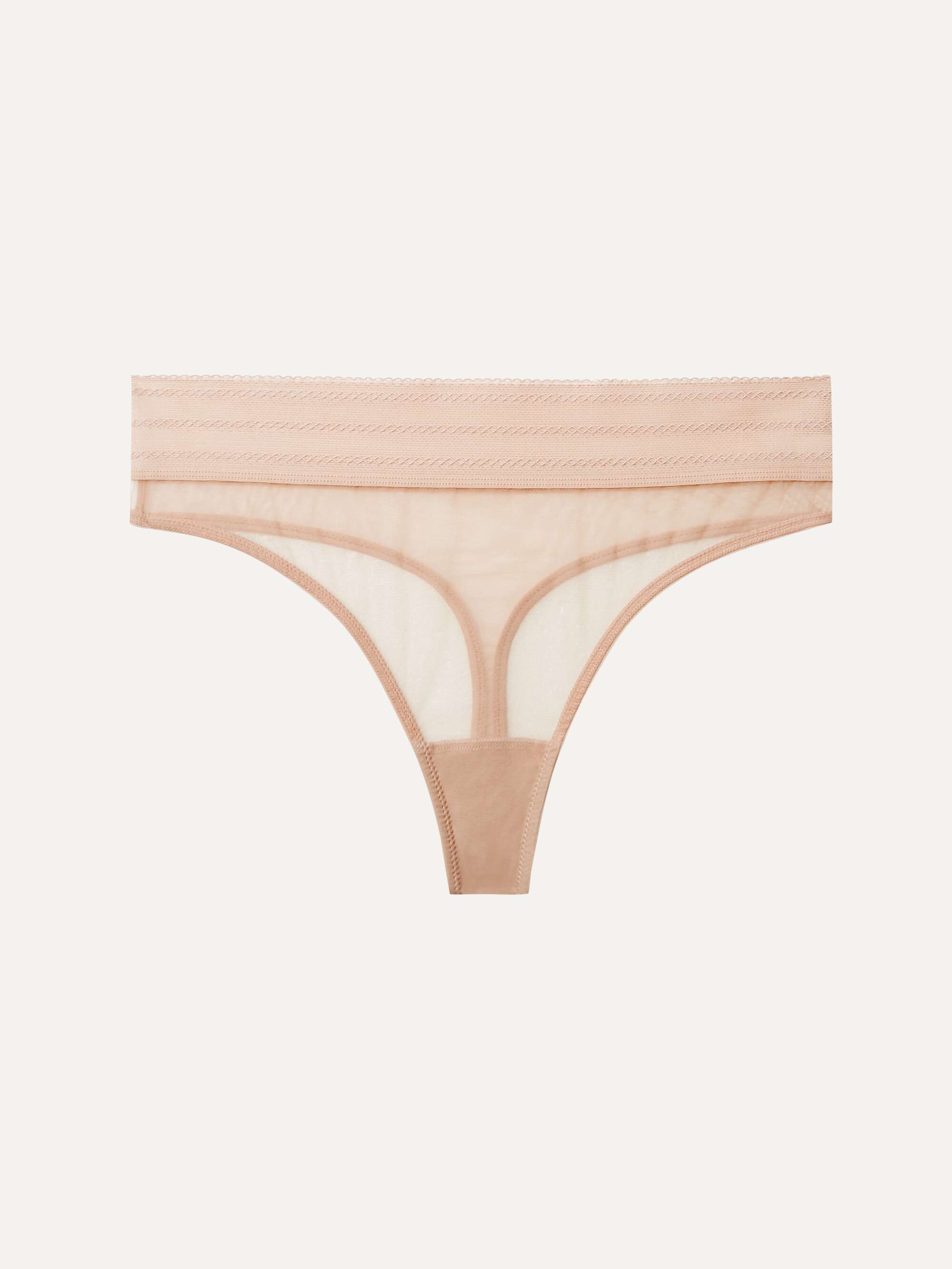 Beige Bare lace-trimmed tulle thong | ELSE | NET-A-PORTER