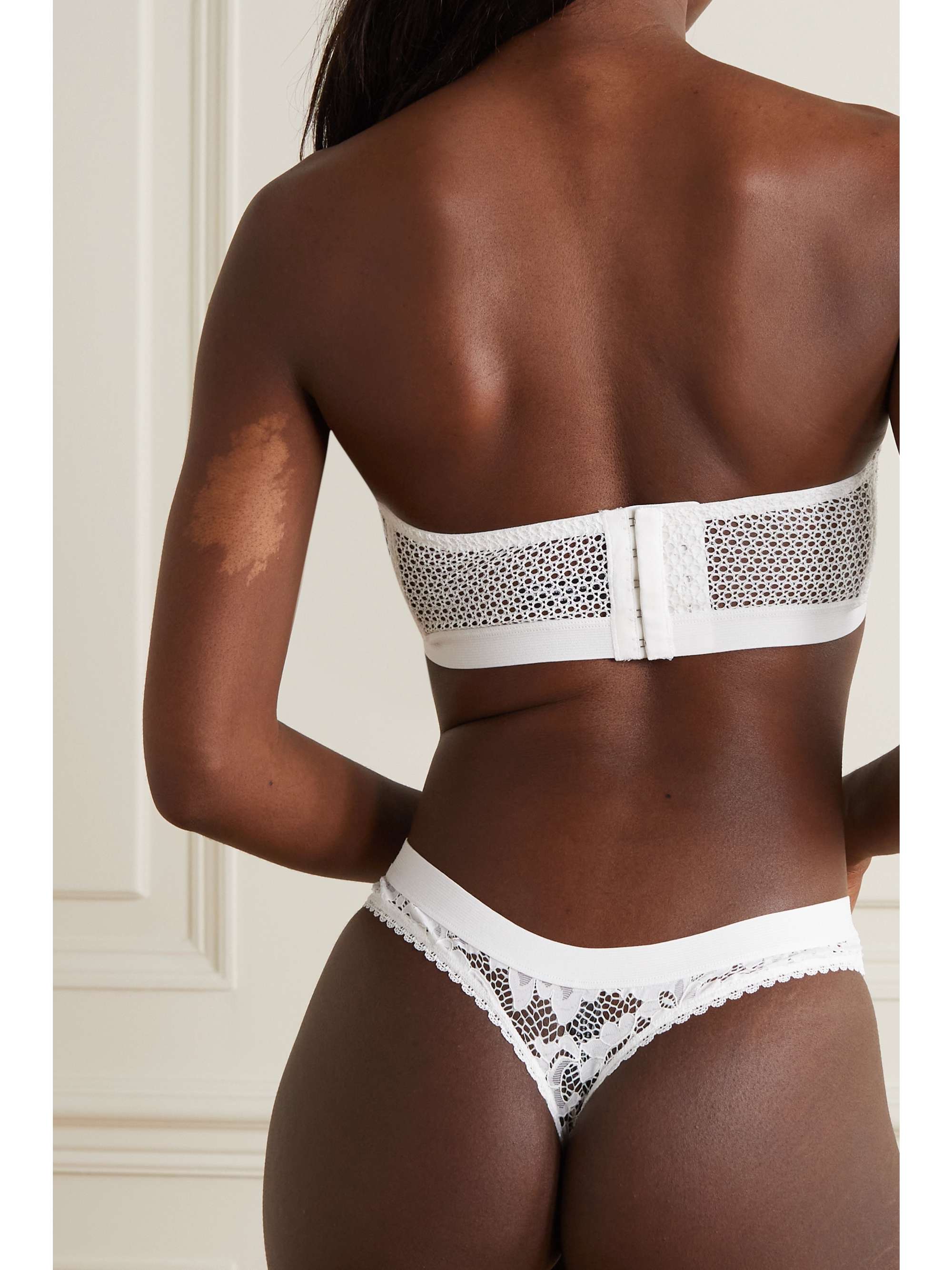 ELSE Petunia stretch-mesh and corded lace underwired strapless balconette bra