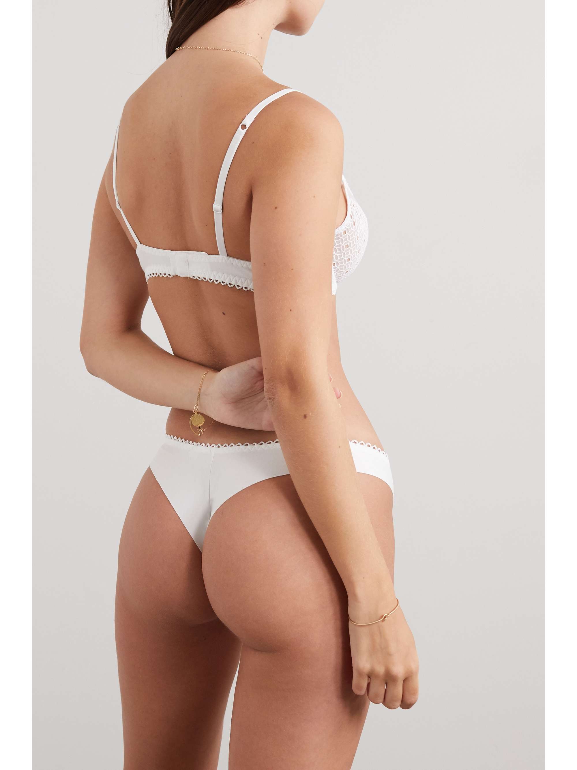 MAISON LEJABY Joli cotton and broderie anglaise tulle underwired bra