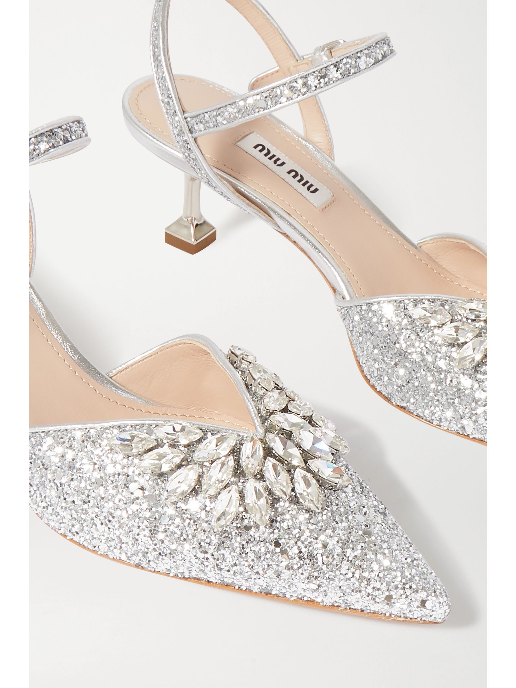 miu miu glitter slingback pumps