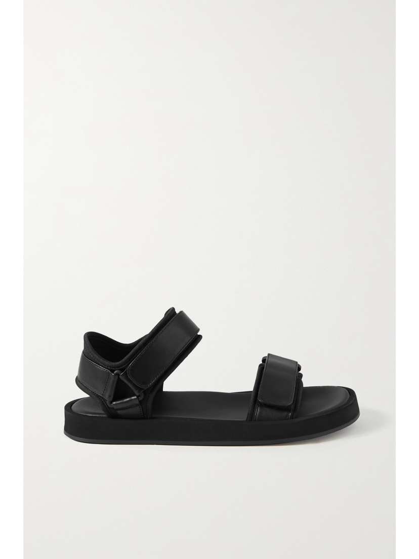 The Row Hook And Loop Leather And Stretch Sandals